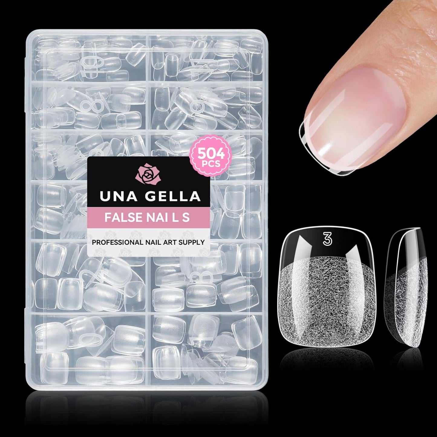 Short Oval Almond Fake Nails - 504pcs Press-On Gel Nail Tips for Home DIY & Salon | 12 Sizes Available