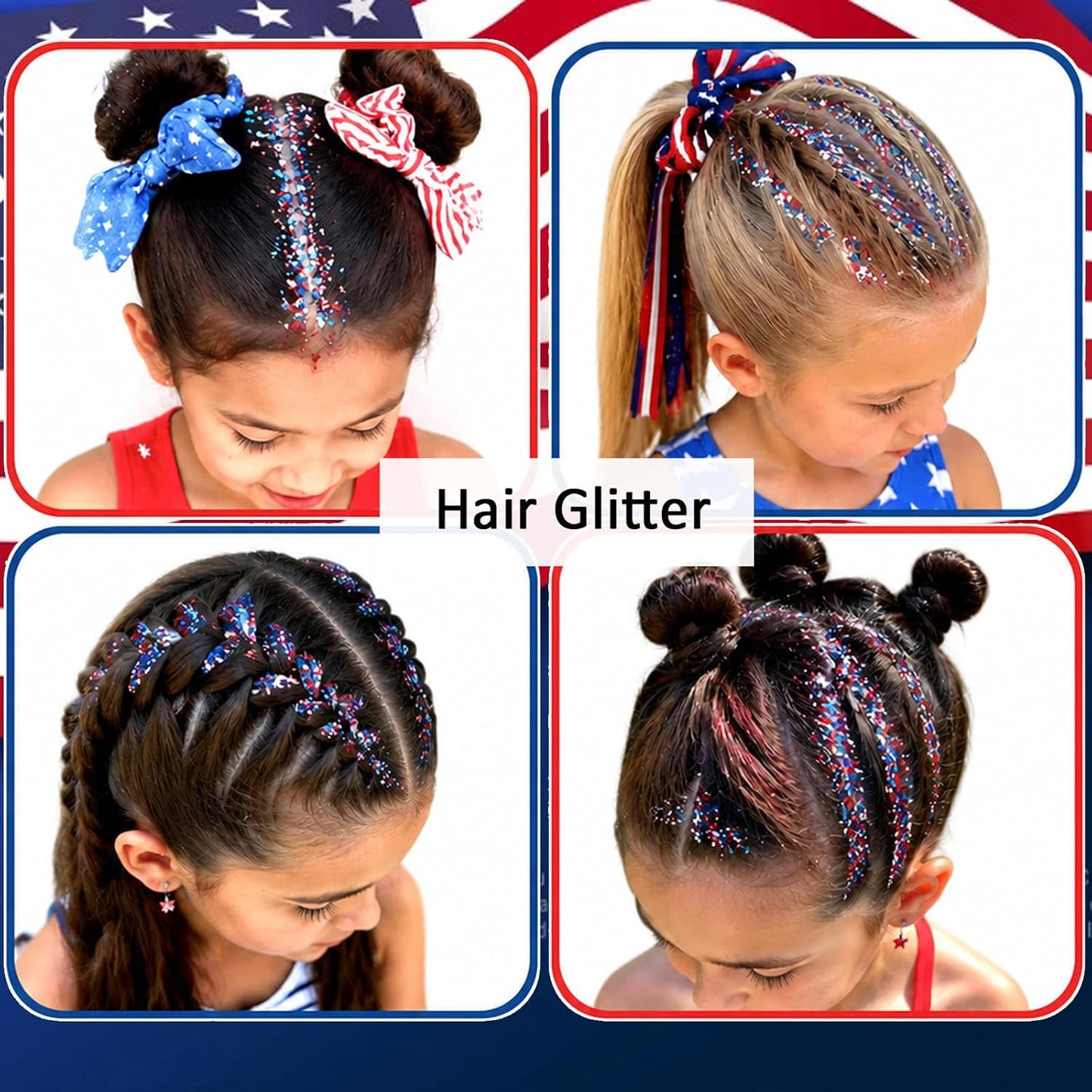 Patriotic Body Glitter Stick - Red, White & Blue Makeup for 4th of July | Perfect for Women & Kids