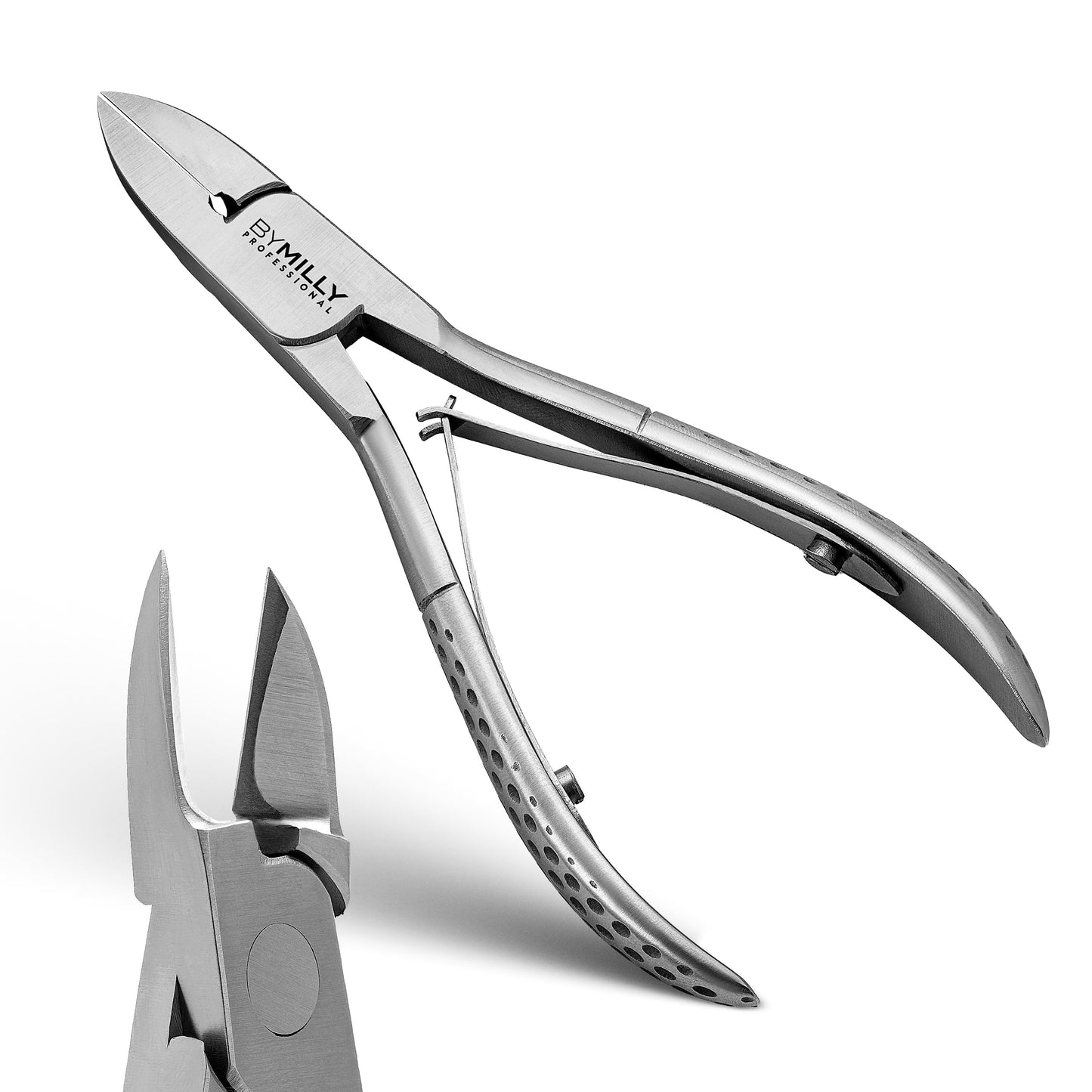 By MILLY Straight Blade Toenail Clippers for Thick Toenails, Professional Nail Clipper for Hard and Ingrown Toenails (Matte Silver)