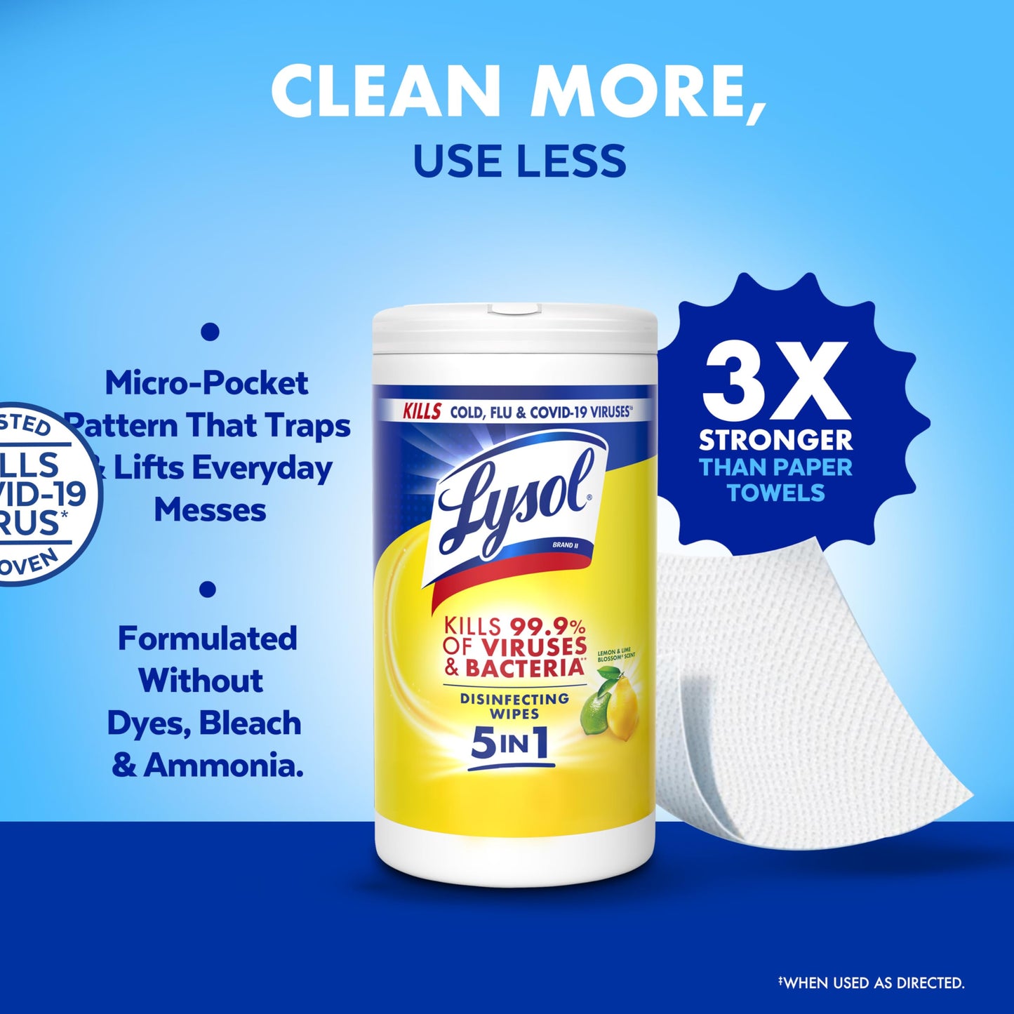 Lysol Disinfectant Wipes, Multi-Surface Antibacterial Cleaning Wipes, for Disinfecting and Cleaning, Lemon and Lime Blossom, 80 Count (Pack of 1)