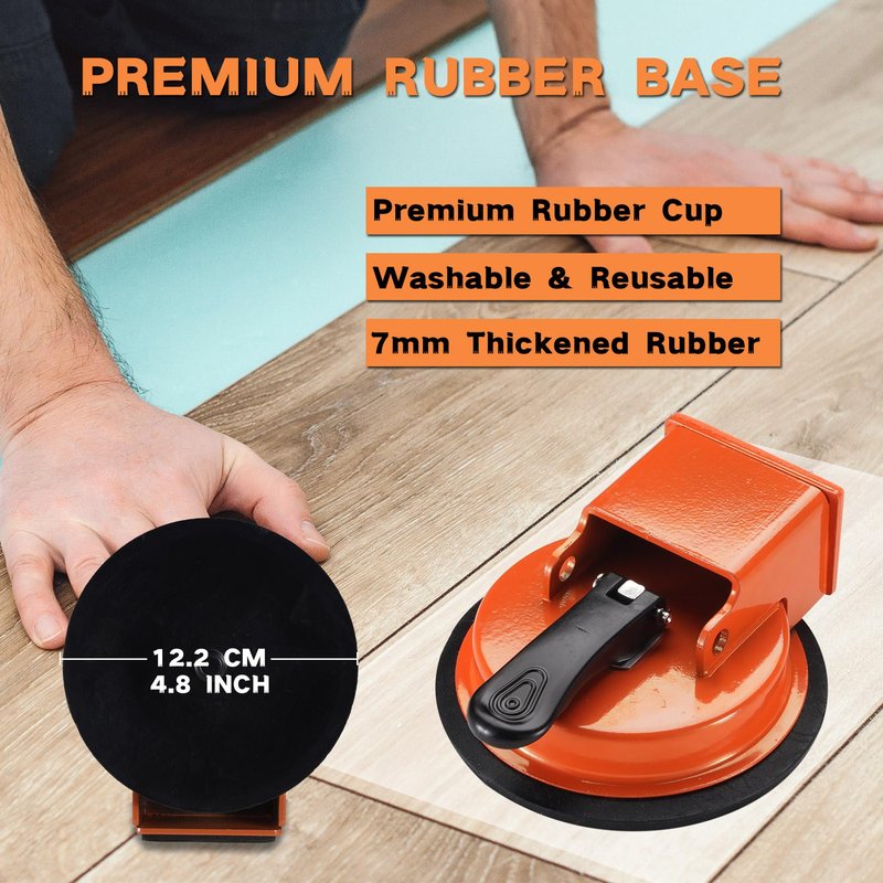 REXBETI Floor Gap Fixer Tool, Plank Gap Repair Kit, Upgraded Heavy Duty Suction Cup Laminate Flooring Tool, Widened Striking Face, 10pcs Sticky Pads for Fixer Laminate/Vinyl Flooring/Hardwood