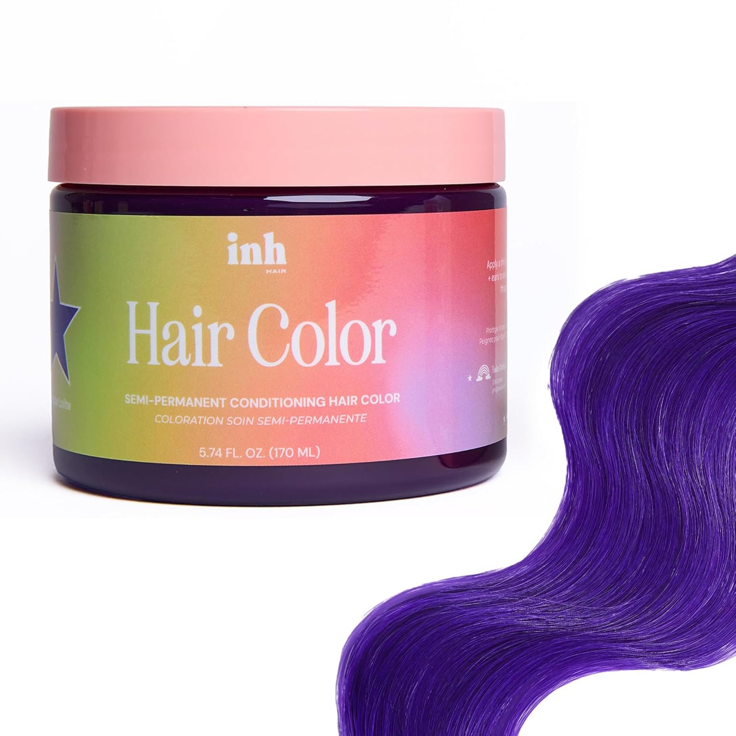 INH Semi Permanent Hair Color - Dark Blue Hair Dye | Vegan Color Depositing Conditioner, 6oz
