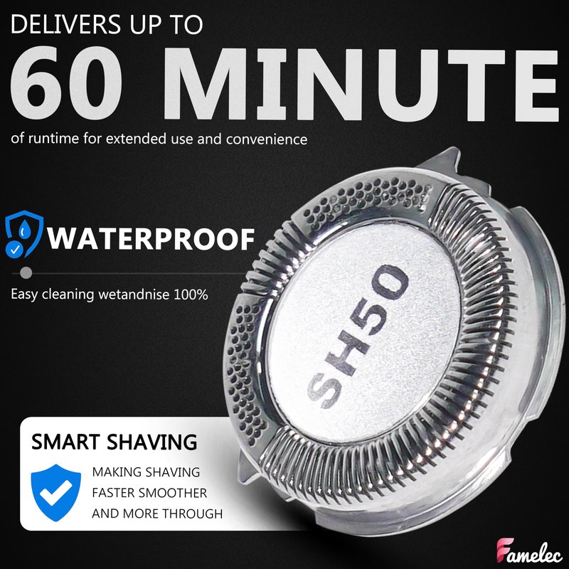 FAMELEC SH50 Blades Head for Philips Norelco Series 5000 (S5xxx), Electric Razor Compatible with Norelco 5000 Series Shaver Replacement Heads, Fit for Models S5660/84, S5590/81, S5290/88, S5210/8