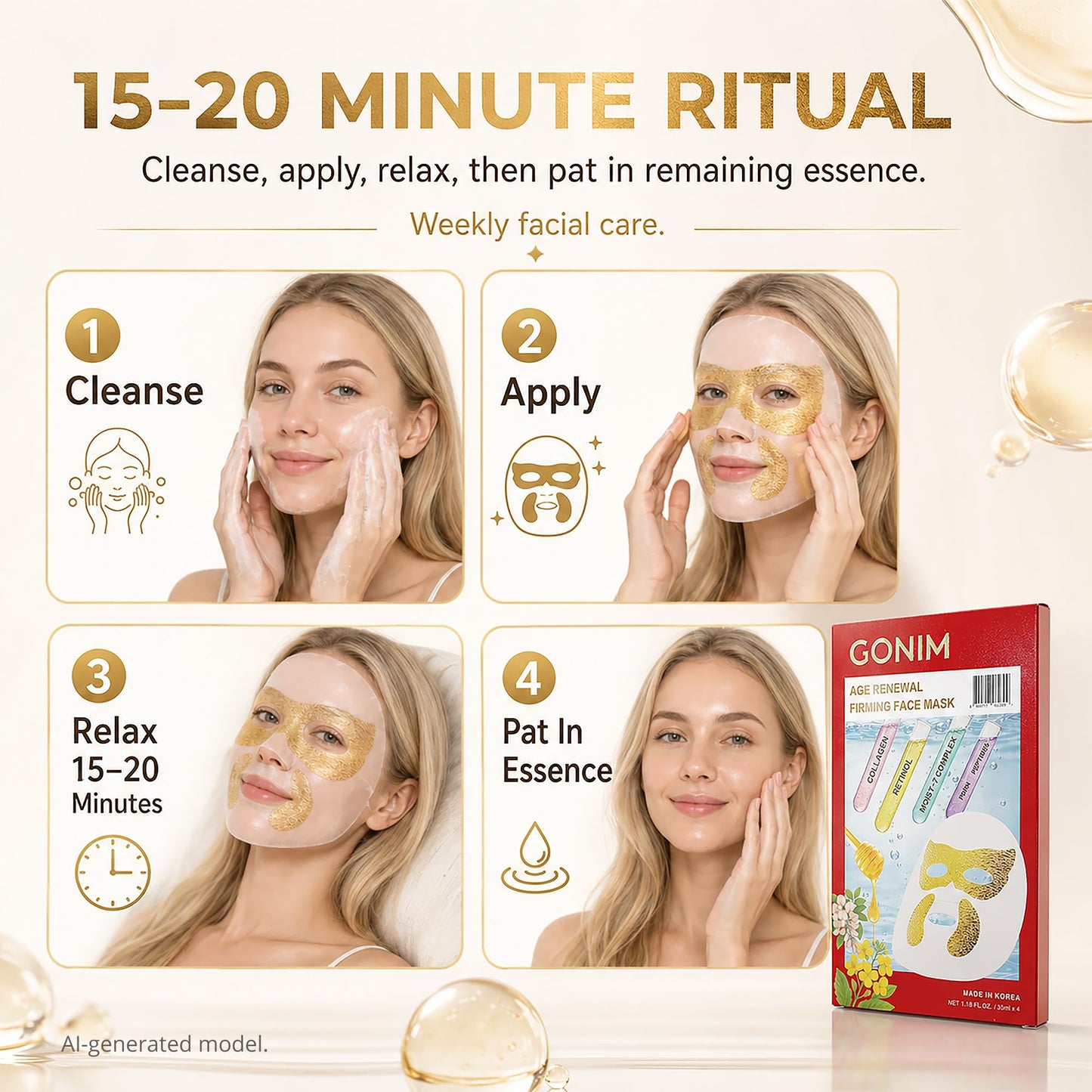 GONIM Korean Face Mask Skincare, Hydrating Face Mask with Retinol Collagen