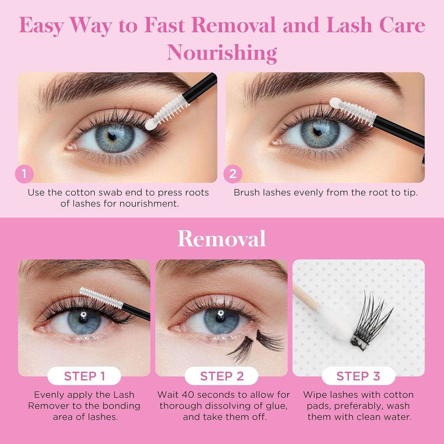 Lash Glue Remover & Essential Serum - Organic Castor Oil for Longer, Thicker Lashes | Non-Irritating for Sensitive Eyes