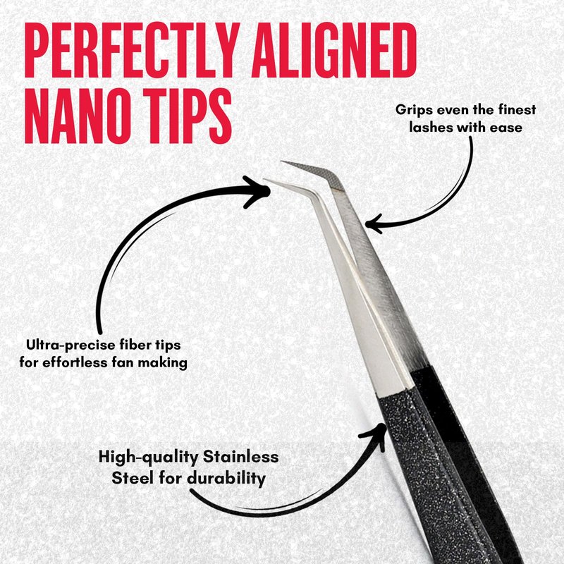 My Lash Tools Curved Isolation Fiber Tip Lash Tweezer 14cm – Precision Stainless Steel, Anti-Slip Handle for Classic Lash Isolation (Black)