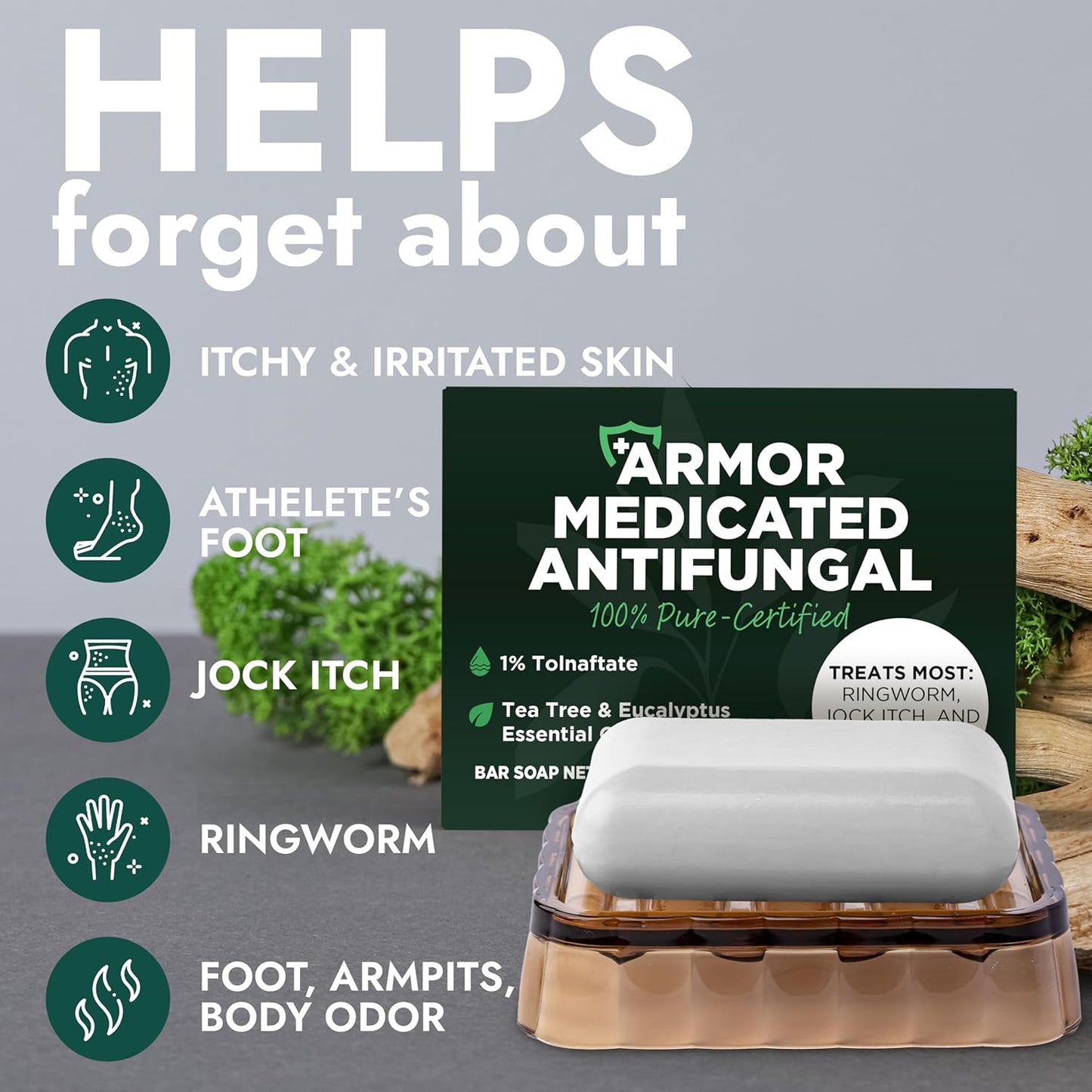 Terramed Jock Itch Treatment Bundle - Spray, Cream & Antifungal Soap for Fast Relief | Odor Control & Deep Exfoliation