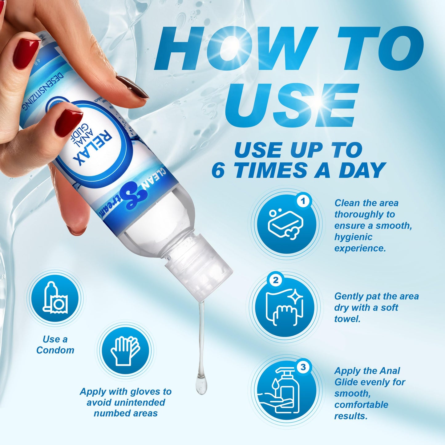 Cleanstream Relax WaterBased Glide | Unscented, FragranceFree Lubricant for Comfort & Smooth Use | Toy Compatible, Easy to Clean | NonSticky Liquid Formula | 4 oz