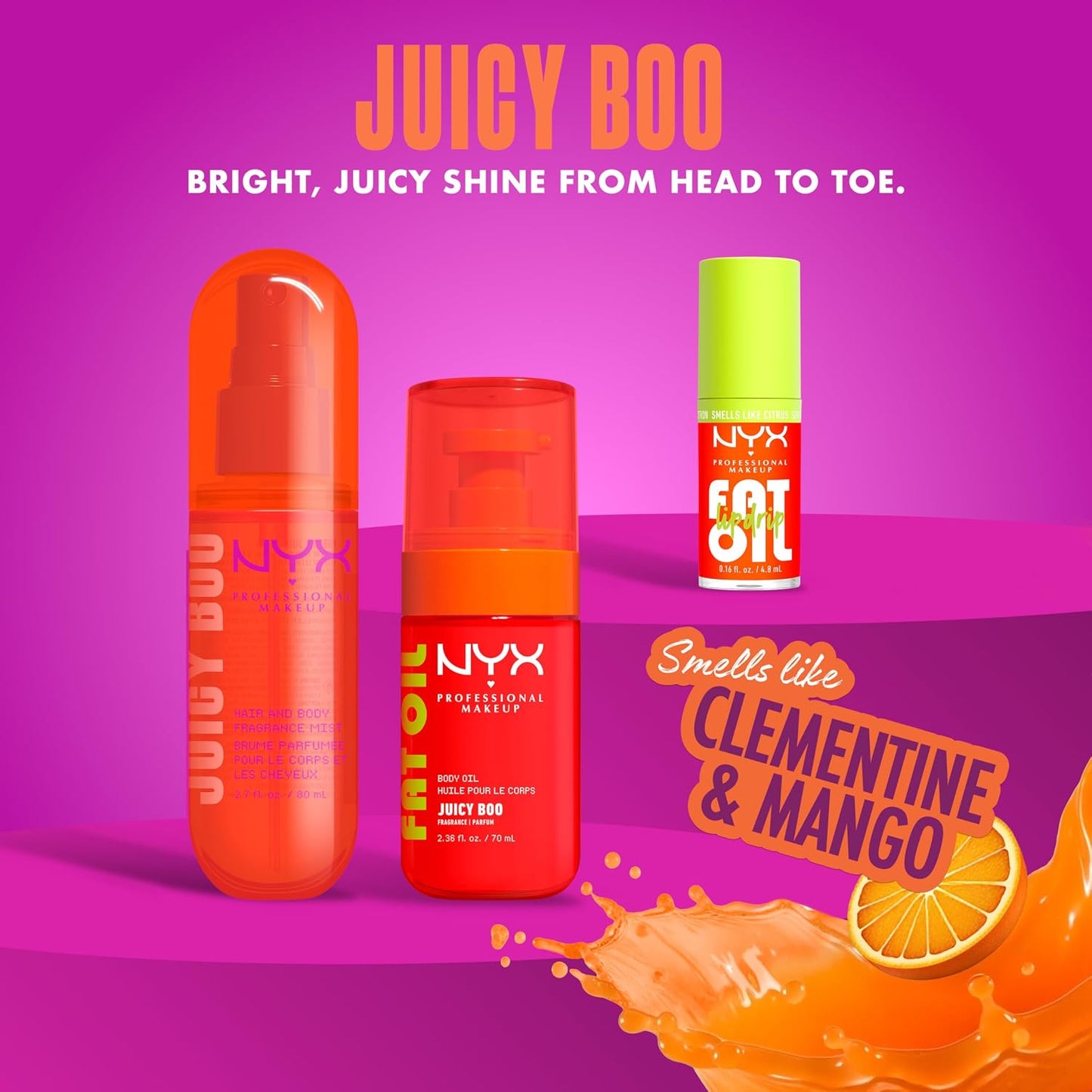 NYX Fat Oil Fragrance Mist | Juicy Boo Citrus Scented Hair & Body Spray, Vegan, 2.7 fl oz