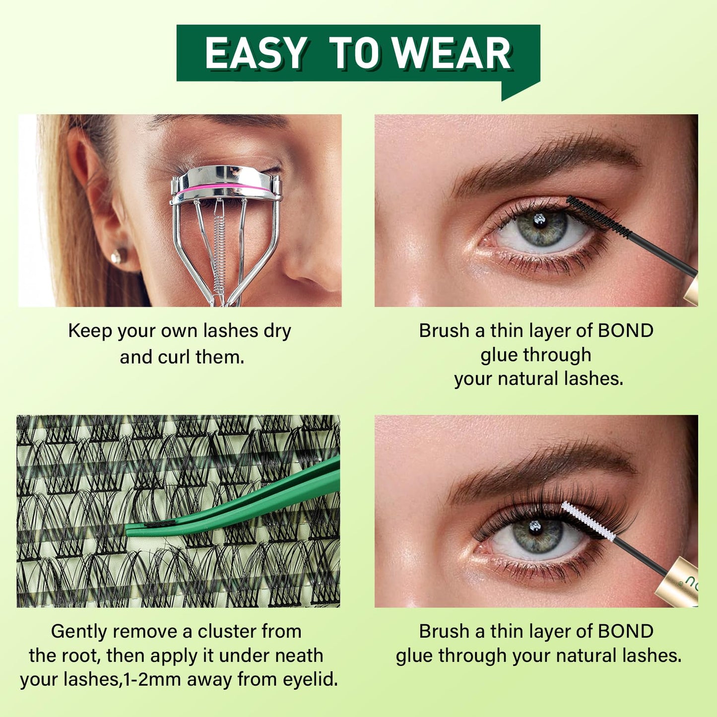 KEYYOU Natural Lash Clusters Wispy Eyelash Clusters 144 pcs Cluster Eyelash Extensions D Curl Individual Lashes 8-16MIX Mix Length Light and Natural Lashes Look with Thin Lash Band(N02-8-16MIX-D)