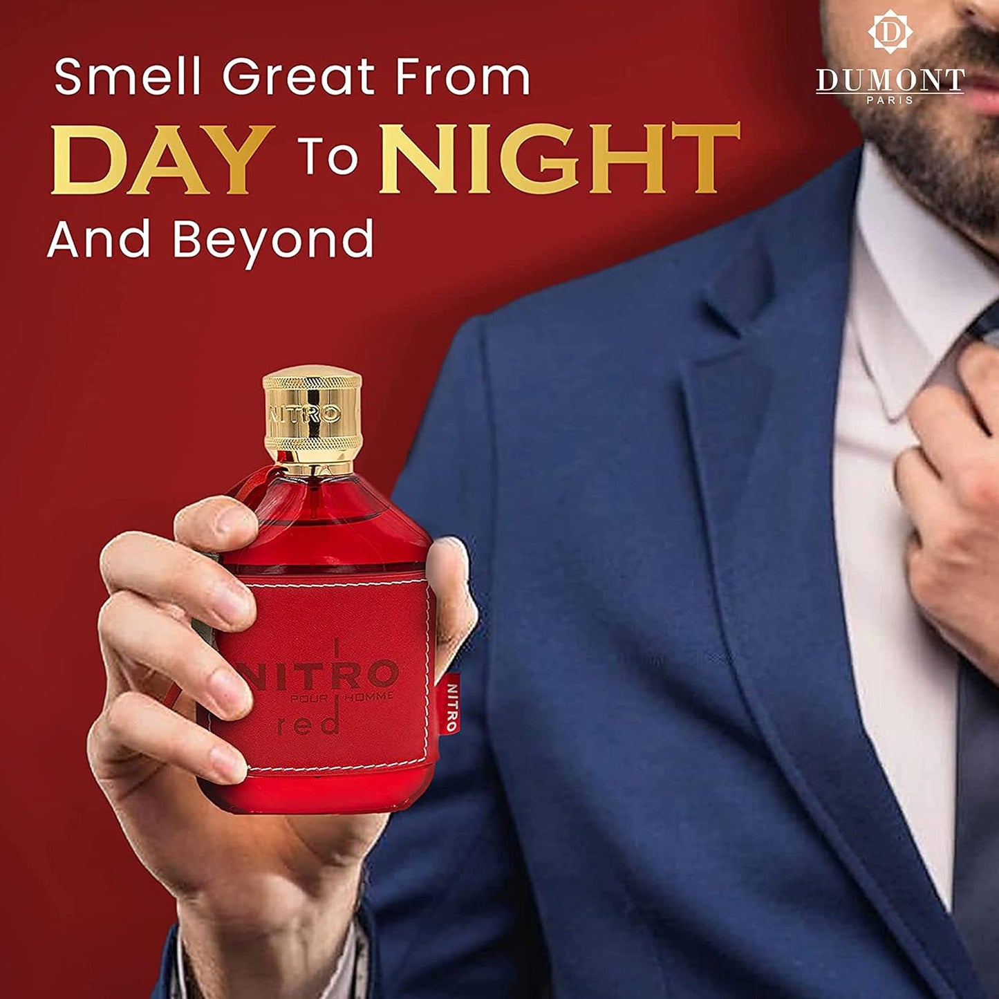 Dumont Nitro Red Eau De Parfum for Men - Rich Fruity Woody Floral Fragrance | 3.4 Fl Oz Long-Lasting Scent