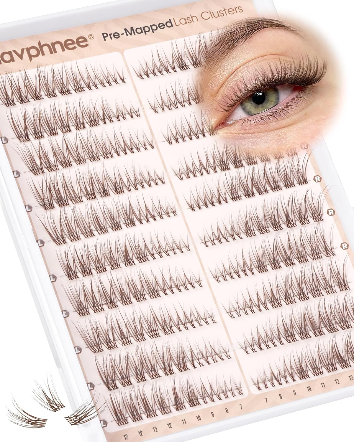 Natural Cluster Eyelash Extensions - Short Lash Clusters 8-10-12MM | CC-Curly Wispy Individual Lashes, 144 Pcs