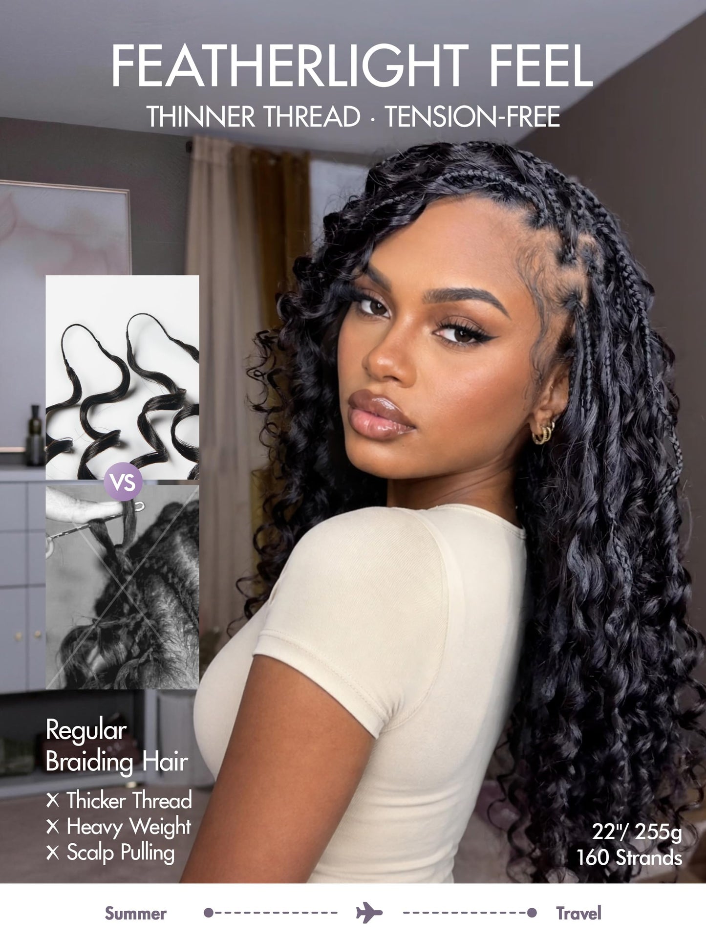 LUVME Deep Wave Miracle Knots Crochet Human Hair, 18 Inch 215g About 200 Strands, Pre-Separated Feather Crochet Hair for Black Women, Natural Black, Full Volume Protective Style