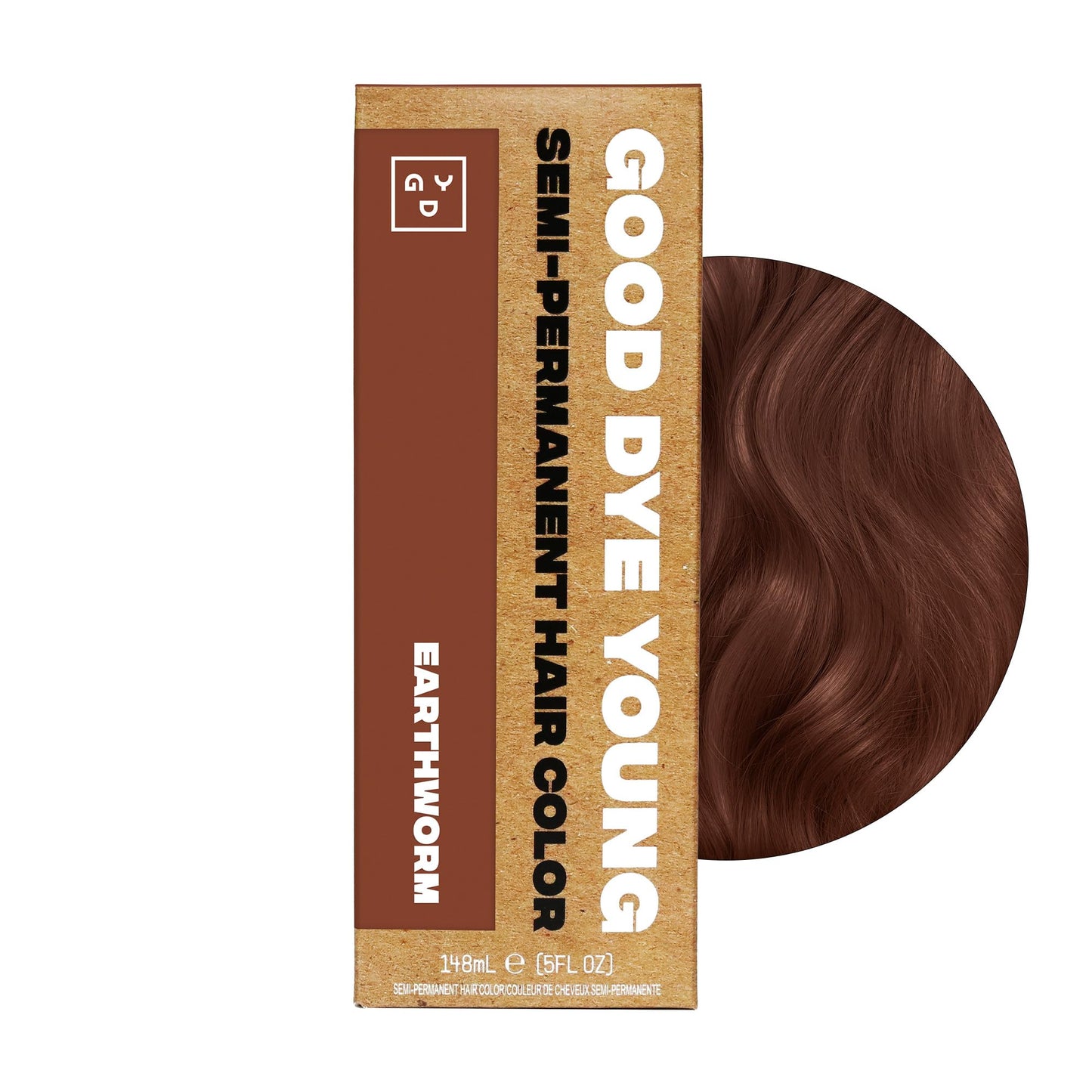 Good Dye Young Semi-Permanent Hair Color, Vegan and Cruelty-Free Brown Hair Dye, Last up to 24 Washes, Non-Damaging Conditioning Hair Color (5FL OZ, Earthworm)