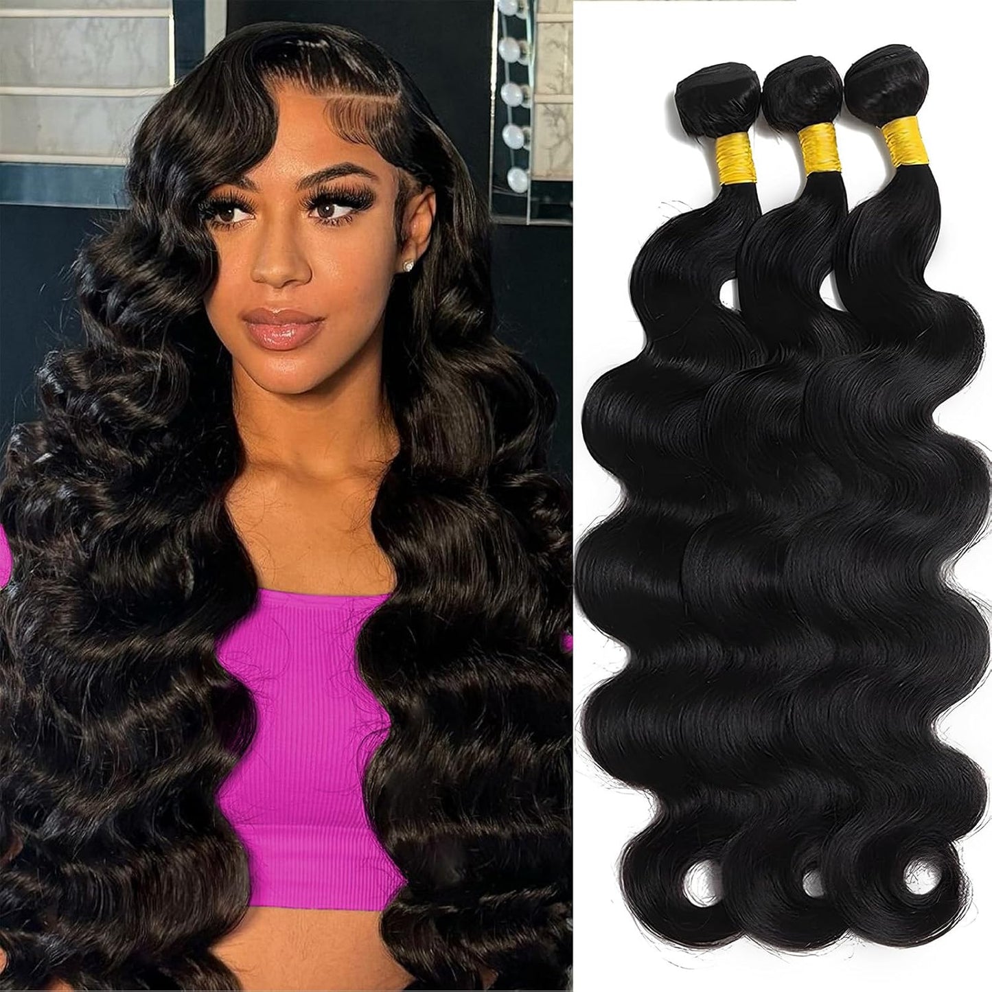 14A Brazilian Body Wave Bundles - 100% Real Virgin Human Hair Extensions | Natural Color, 22, 24, 26 Inch