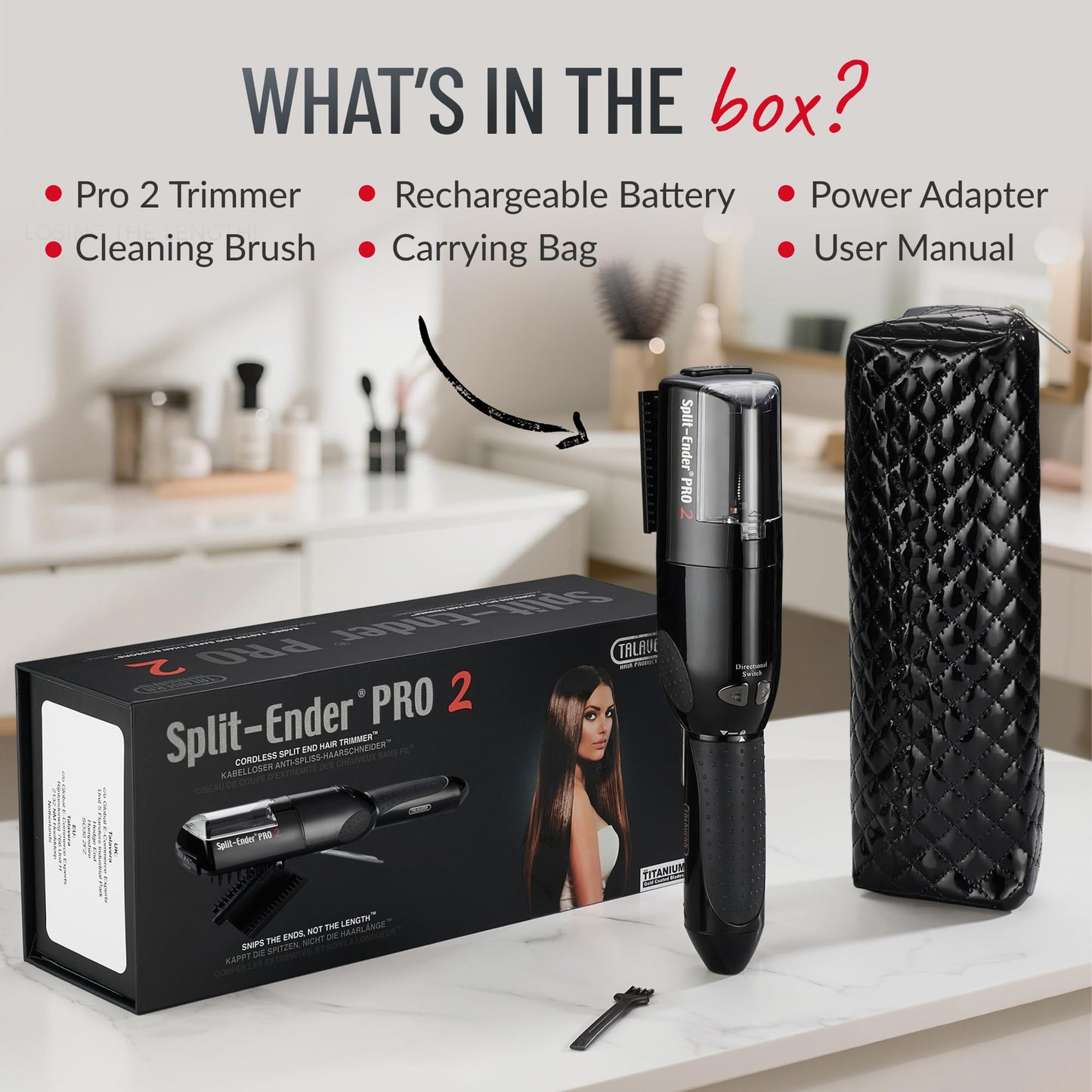 Split-Ender PRO - Original Professional Beauty Tool - Cordless Split End Hair Trimmer for Damaged, Dry, Brittle, Frizzy, Curly or Straight Hair