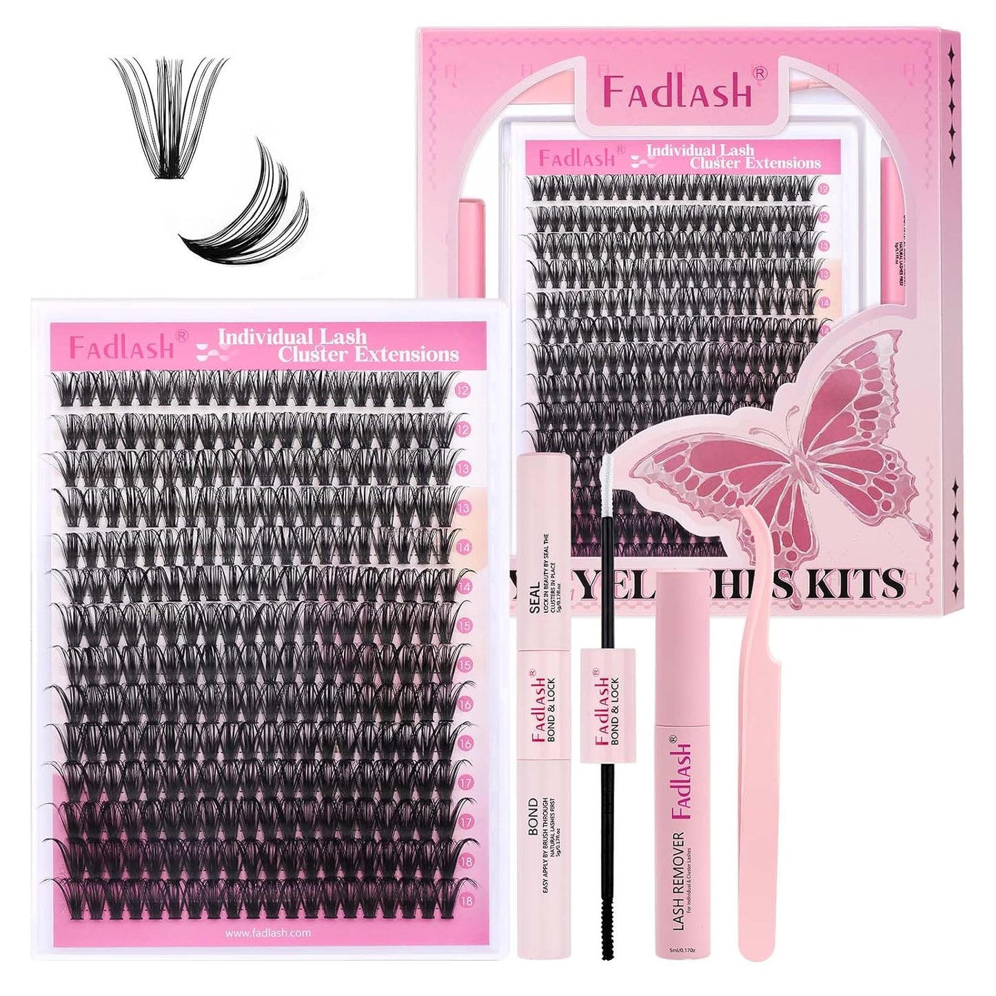 Cluster Lashes - D Curl Wispy Individual Eyelash Extensions for Natural Look | Reusable Fluffy DIY Kit (12-18mm Mix)