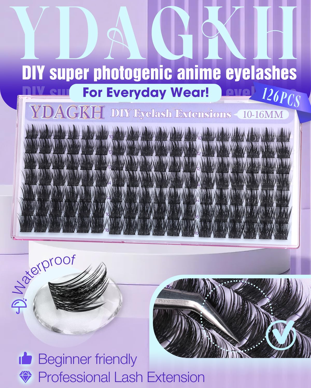 Spikes Lash Clusters - Wispy Eyelash Extensions for DIY Volume | Unique 10-16mm D Curly Anime Lashes