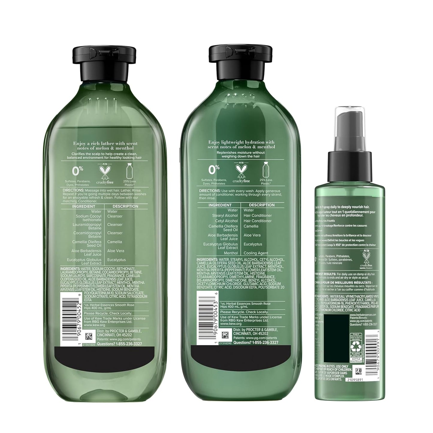 Herbal Essences Eucalyptus Scalp Purifying Shampoo & Conditioner Set | Nourishing Spray Included