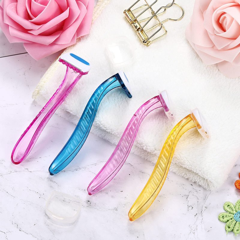 Honoson 16 Pcs Women's Disposable Bikini Razors, Sensitive Skin Shaving Kit with Protective Cover, Precision Trimmer for Beginners, Painless Hair Removal Travel & Gift Set(Rose Red, Blue, Yellow)