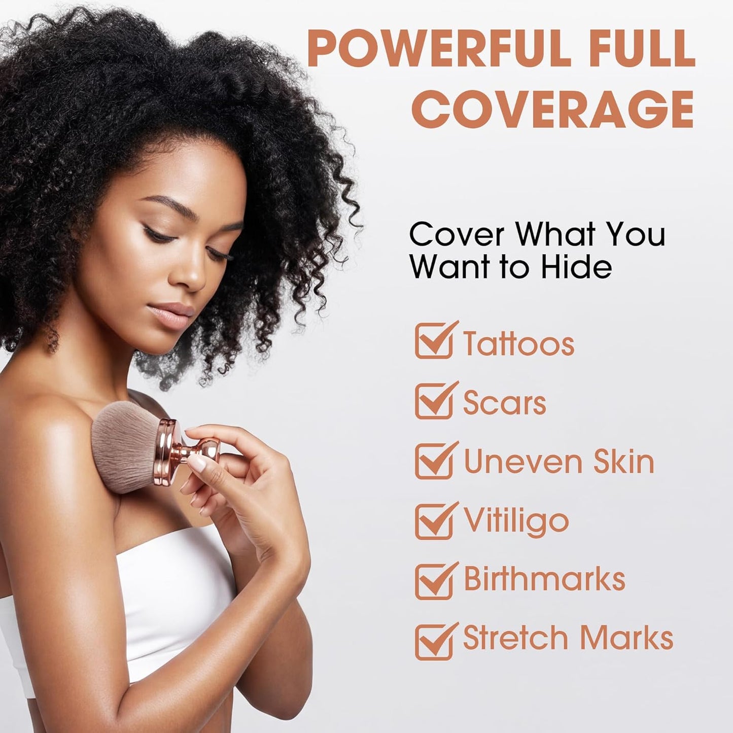Tattoo Cover Up Makeup - Long-Lasting Waterproof Concealer with Blend Blur Brush | 3.53 Oz Bronze Radiance