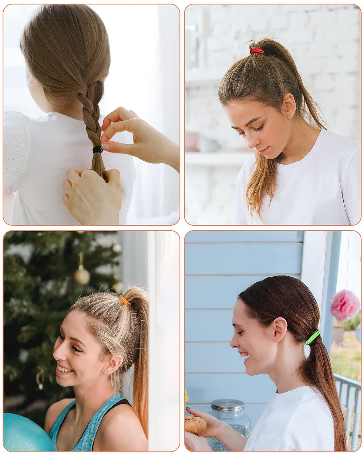 Hair Ties for Women and Girls - 203 No Damage Elastic Ponytail Holders | Medium Size, 20 Vibrant Colors