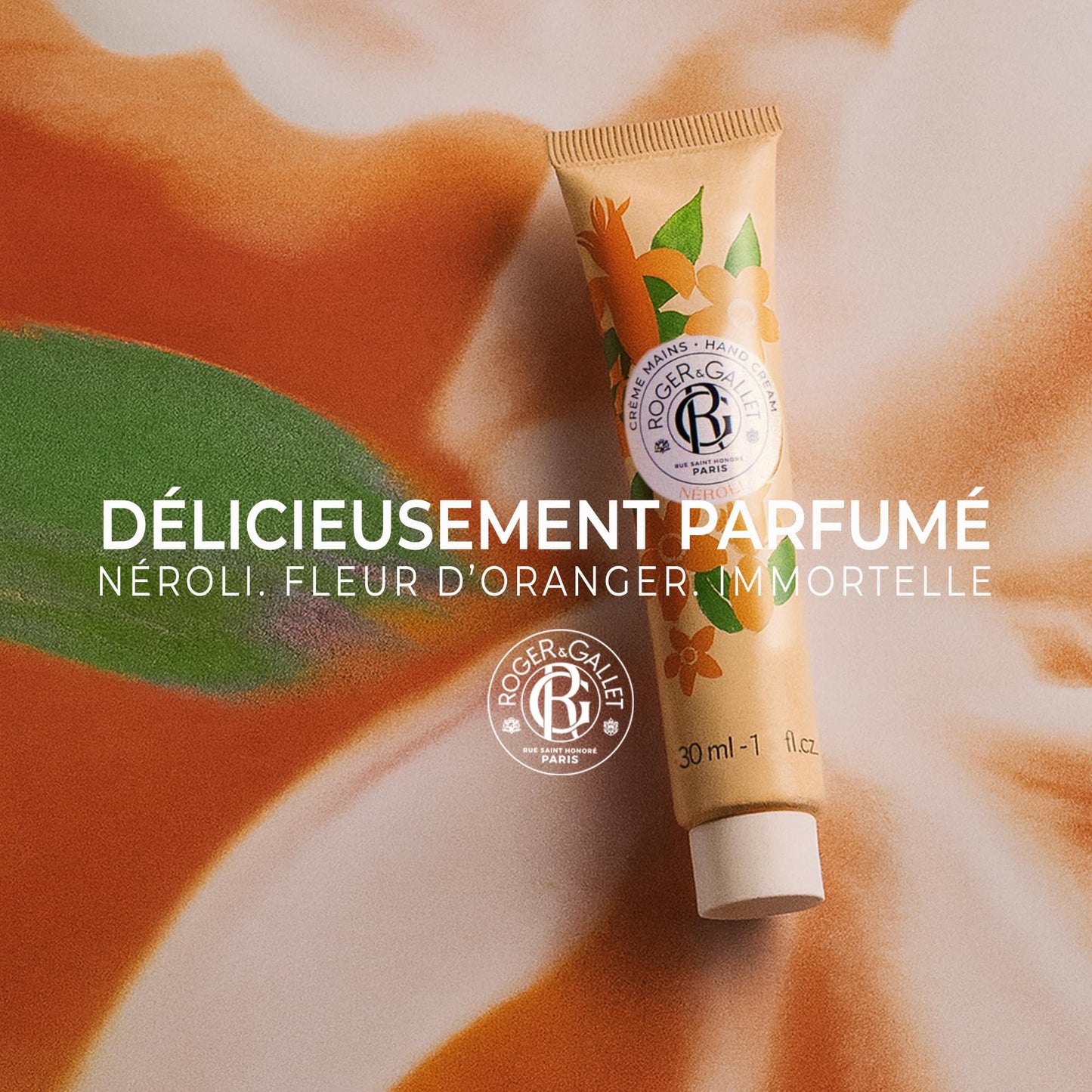 ROGER & GALLET Hand & Nail Cream, Hydrating Moisturizer for Dry Skin & Cuticles with Shea Butter & Almond Oil, Non-Greasy Formula (NÉROLI | 1 oz)