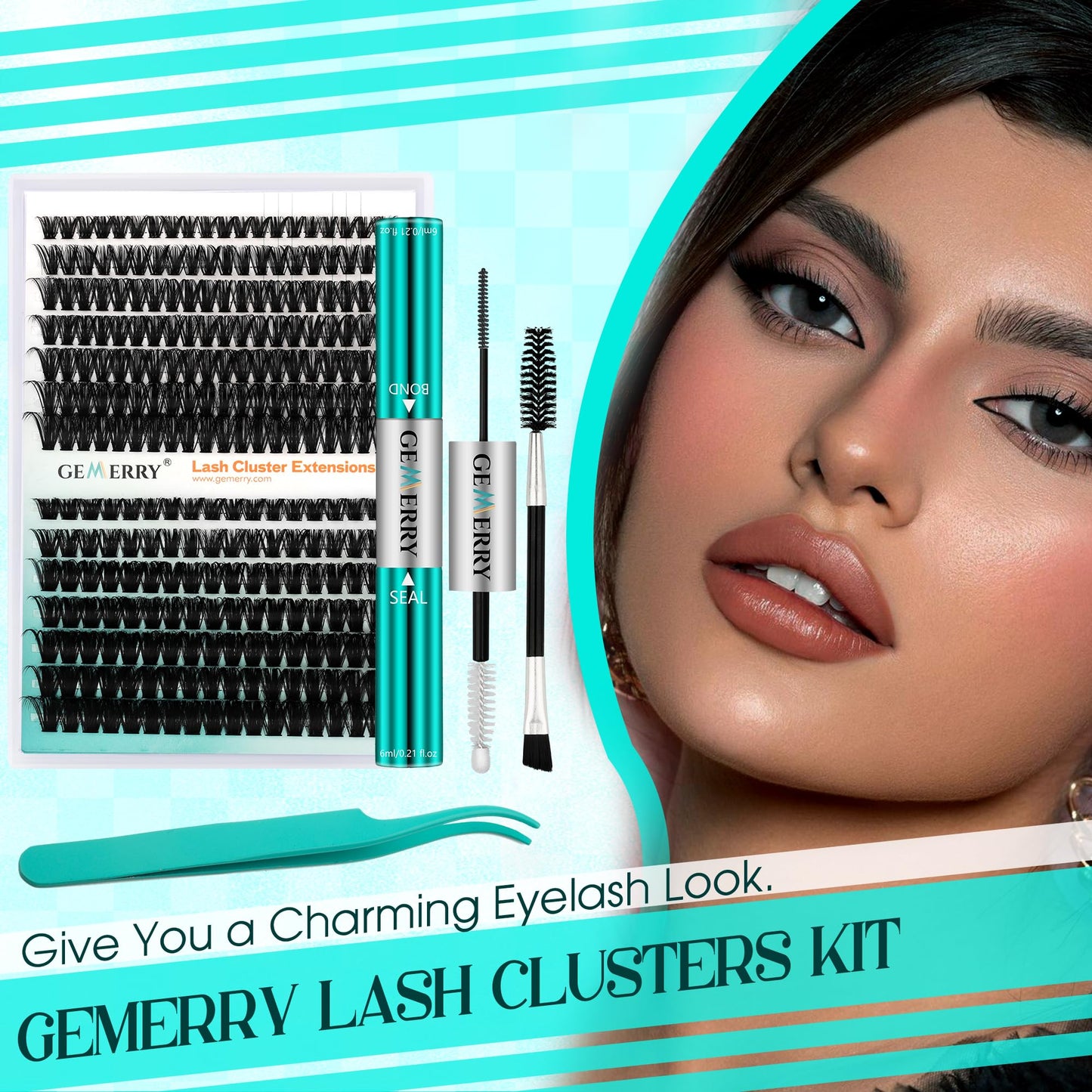 Lash Clusters Fluffy Cluster Lashes Extensions Thick 280pcs D Curl Eyelash Clusters DIY At Home Individual Lashes Extension by GEMERRY（80P-10-18mm)