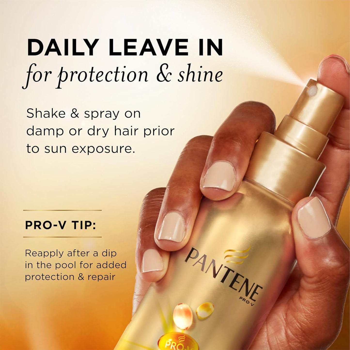 Pantene Sunkiss Glow Multitasking Spray - UV Hair Protection & Damage Repair | 5.7 oz Leave-In Treatment