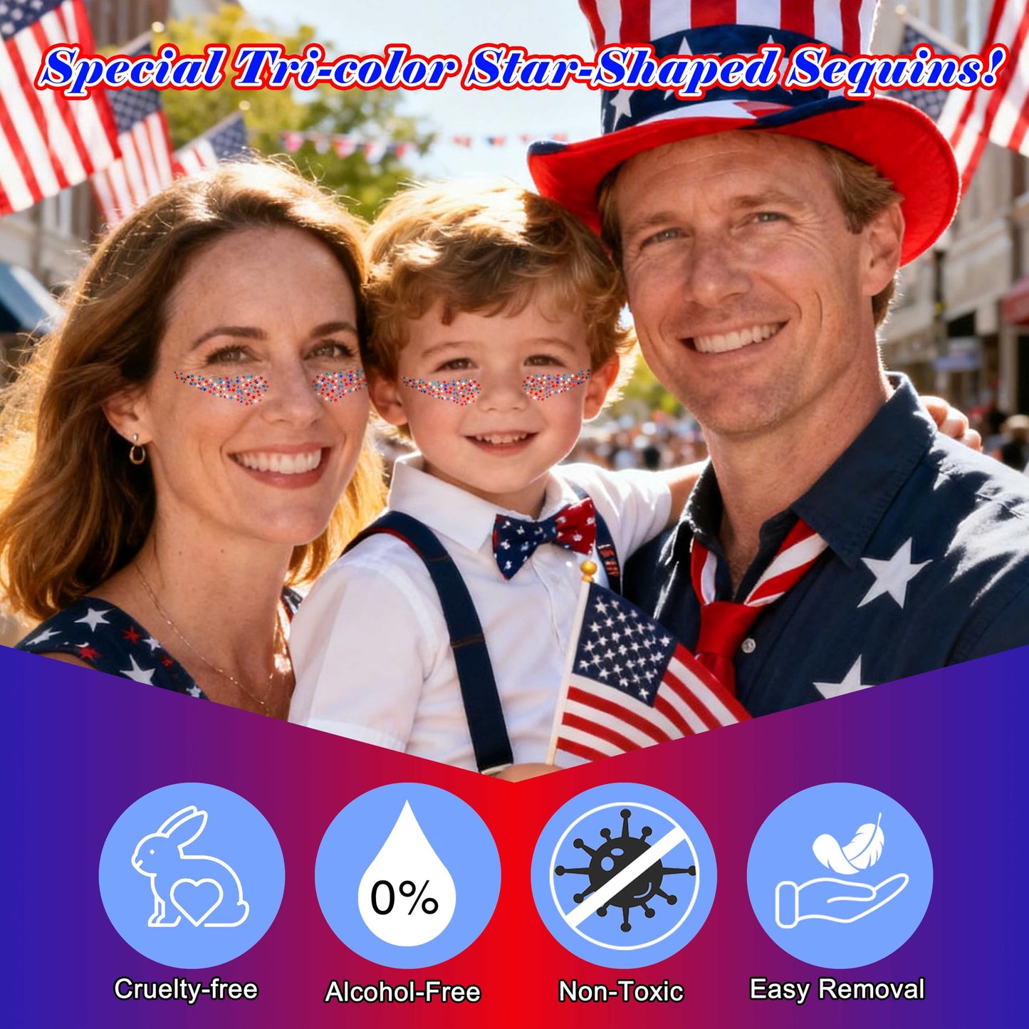 MEICOLY 250th Red White and Blue Patriotic Face Glitter,USA Flag Star Body Glitter Gel,Hair Glitter for 4th of July Outfits for Women, Fourth of July Accessories for Independence Day
