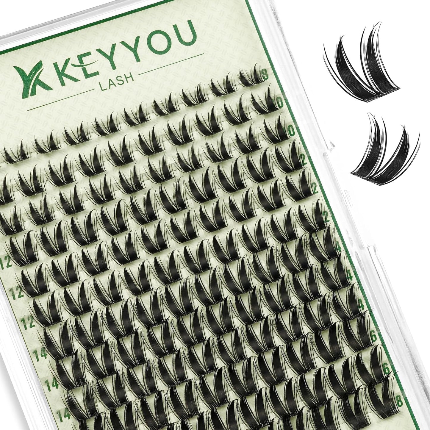 KEYYOU 3D Eyelash Clusters - 280pcs Wispy Volume Lashes | 80D D Curl, 9-18mm Mix