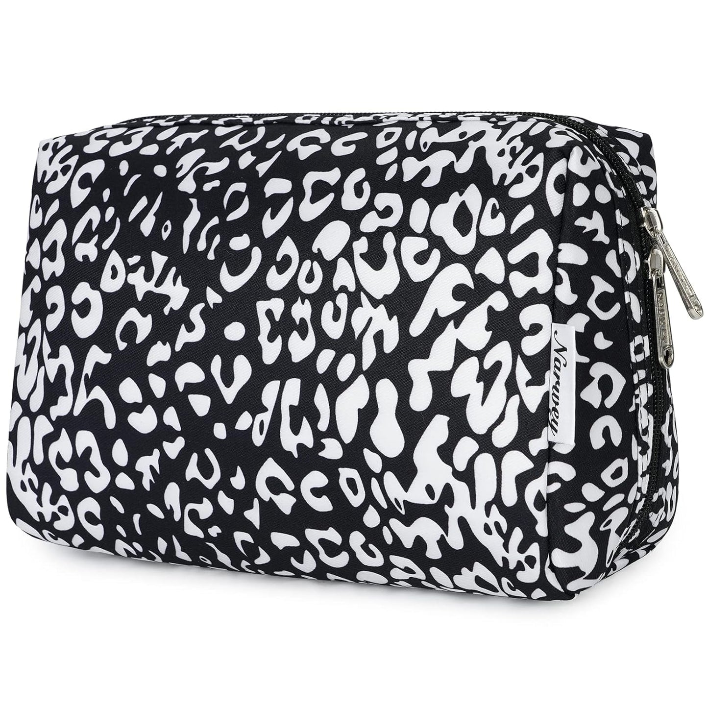 Checkered Makeup Bag - Travel Cosmetic Organizer with Compartments | Large Sky Blue Checkerboard