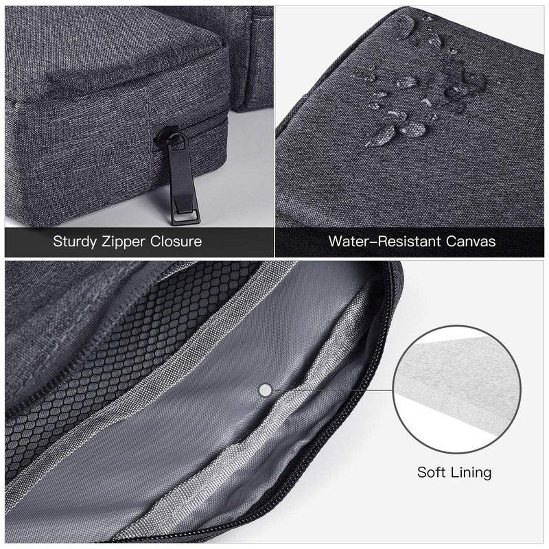 Universal Electronics Accessories Carrying Case, 2PCS Big + Small Portable Storage Pouch, Cosmetic Bag, Cable Organizer Compatible Hard Drive, Mouse, Power Bank, Adapter, Cellphone, Space Gray