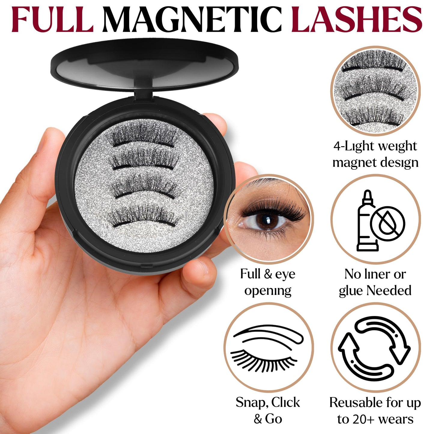 Rosiesst Soft Magnetic False Eyelash Set Kit with Applicator
