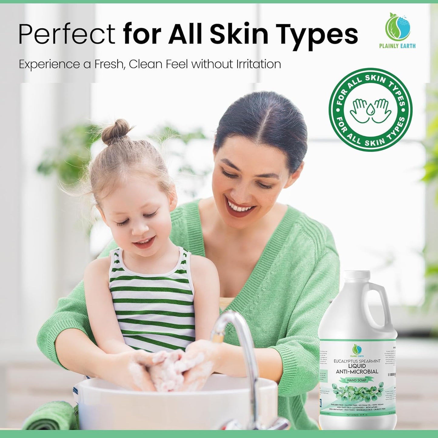 AntiMicrobial Hand Soap - Eucalyptus Spearmint Liquid Refill | 64 oz, Gentle & Moisturizing Formula