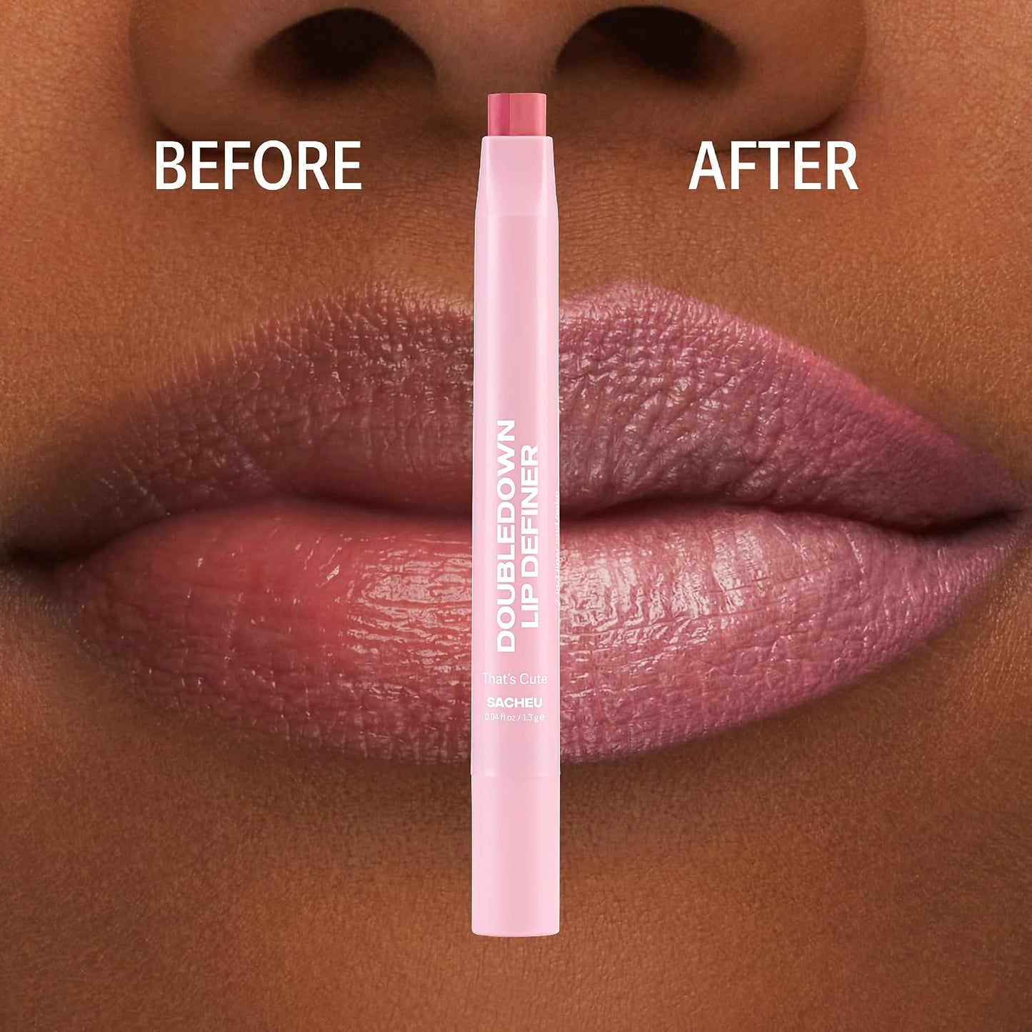 Sacheu DoubleDown Lip Definer - 2-in-1 Hydrating Lip Liner & Balm | Creamy Satin Finish, Avocado Oil, Rosehip Oil, Vitamin E