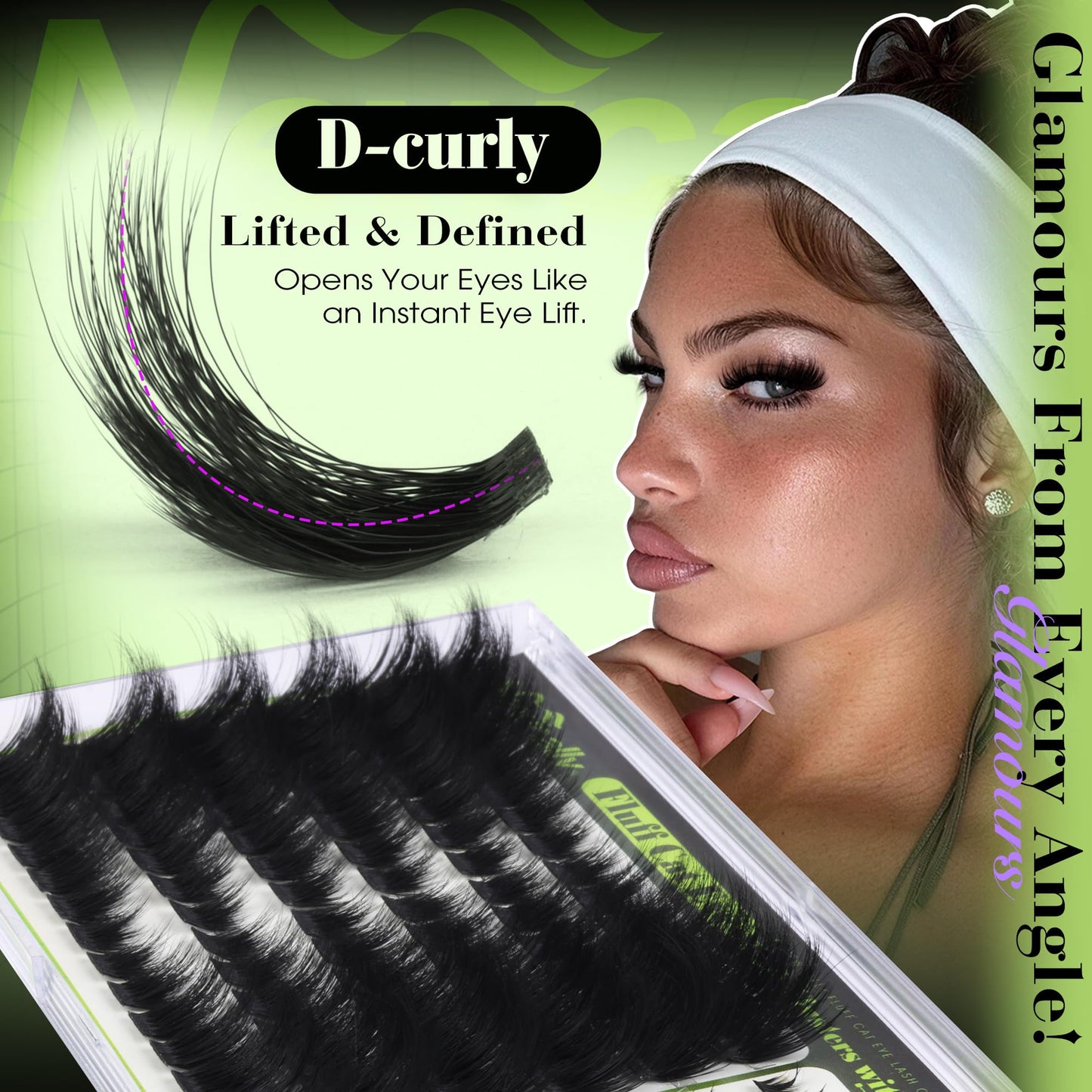 Cat Eye Lash Clusters Fluffy Eyelash Clusters with Bottom Lashes Thick Volme Lash Extension Pre Mapped Mink Cluster Eyelash Extensions D-curly Soft Cluster Lashes Individuals by Newcally