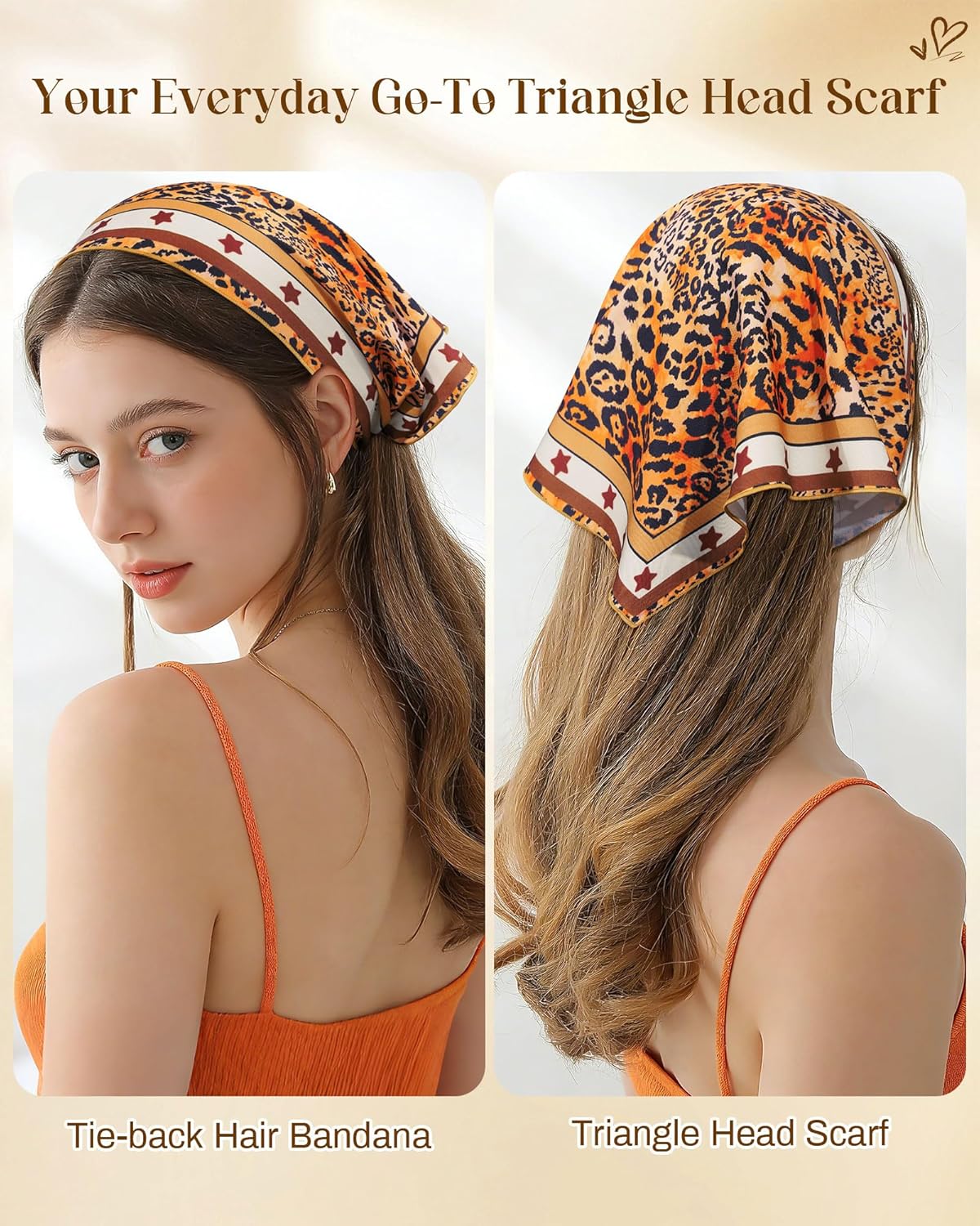 Hair Bandana Headband for Women - Triangle Tie-Back Scarf | 3 Pack Printed Neck Scarves