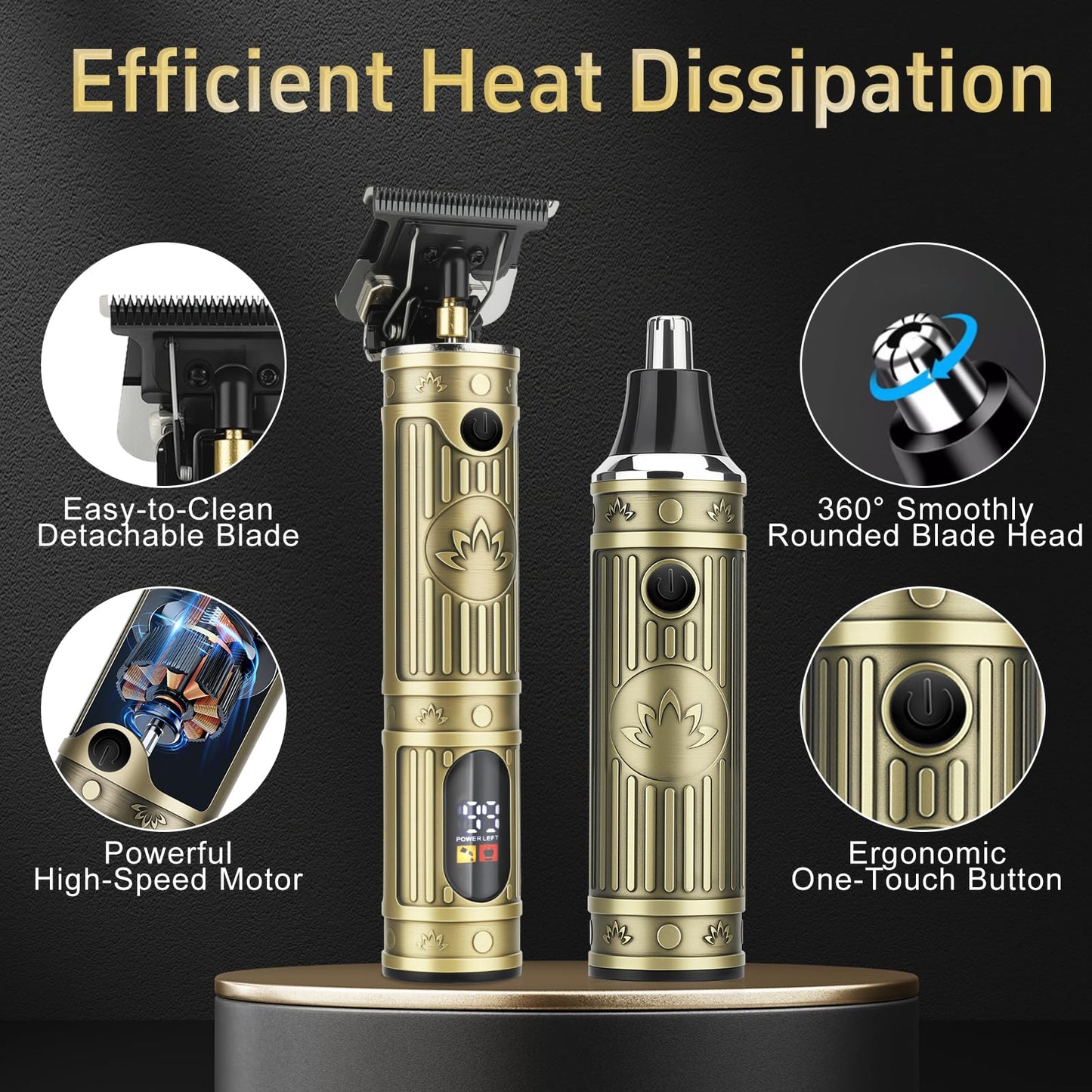 Lanumi Hair Clippers Set for Men, 4 in 1 Mens Cordless Hair Clipper for Barber Kit, Nose Trimmer Beard Trimmer Kits & Sets, Cordless Mens Hair Trimmer with LED Display, Gifts for Men Husband Dad