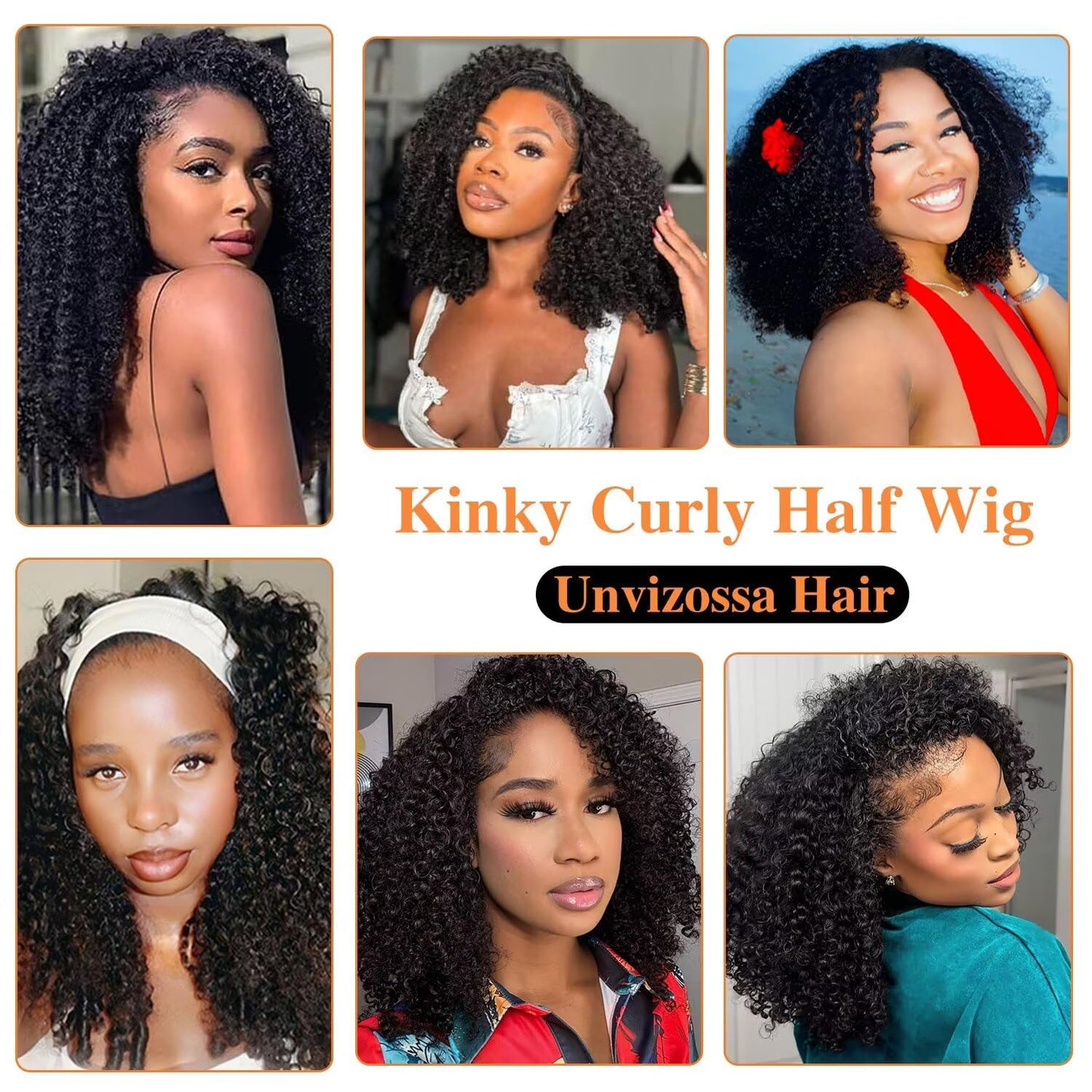 Kinky Curly Half Wig - 200 Density Human Hair | Seamless Glueless Design, 18-Inch Length, Beginner Friendly