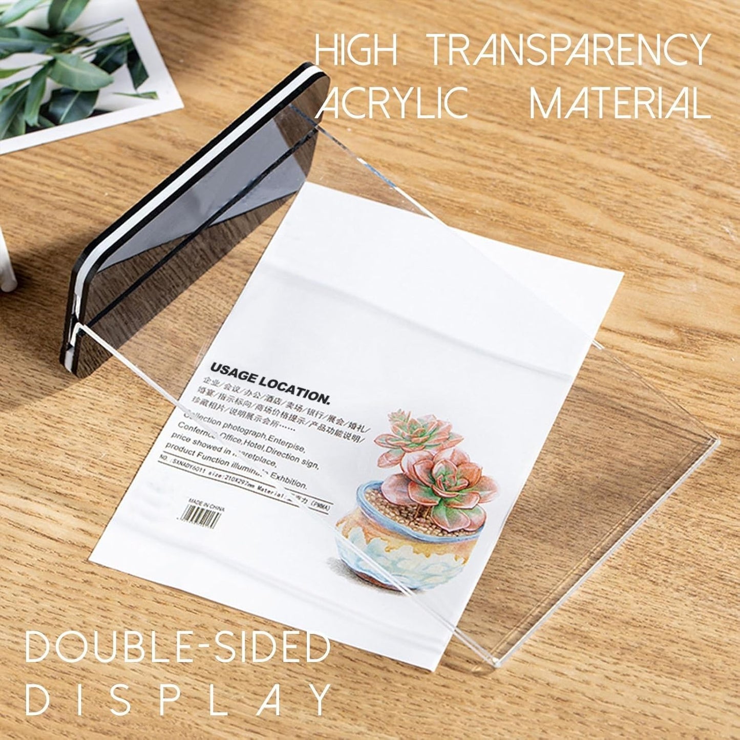 Acrylic Sign Holder - 12x8 Two-Sided Display Stand | 4 Pack for Cafes, Shops, Events