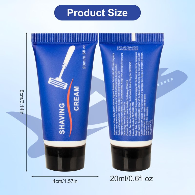 Lilingsty Shaving Cream Bulk, 20ml/0.7fl oz Travel Shaving Cream, Individually Packaged, Suitable for Travelling, Hotels, Home, Camping, Charities, Homeless People (50-PACK)