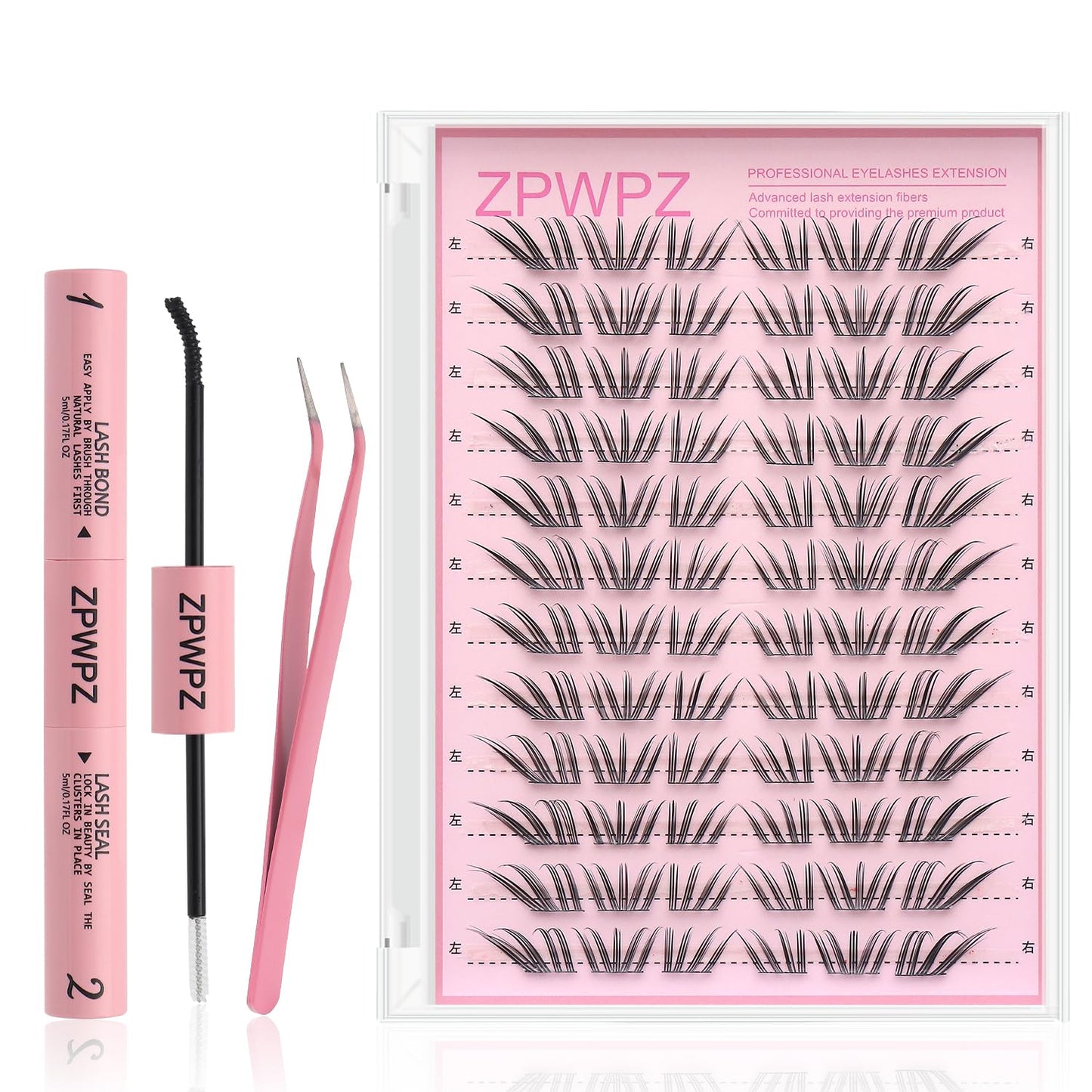 Manga Lash Clusters Kit - Spiky Eyelash Extensions with Bond & Seal | 120 Pcs Aesthetic Set