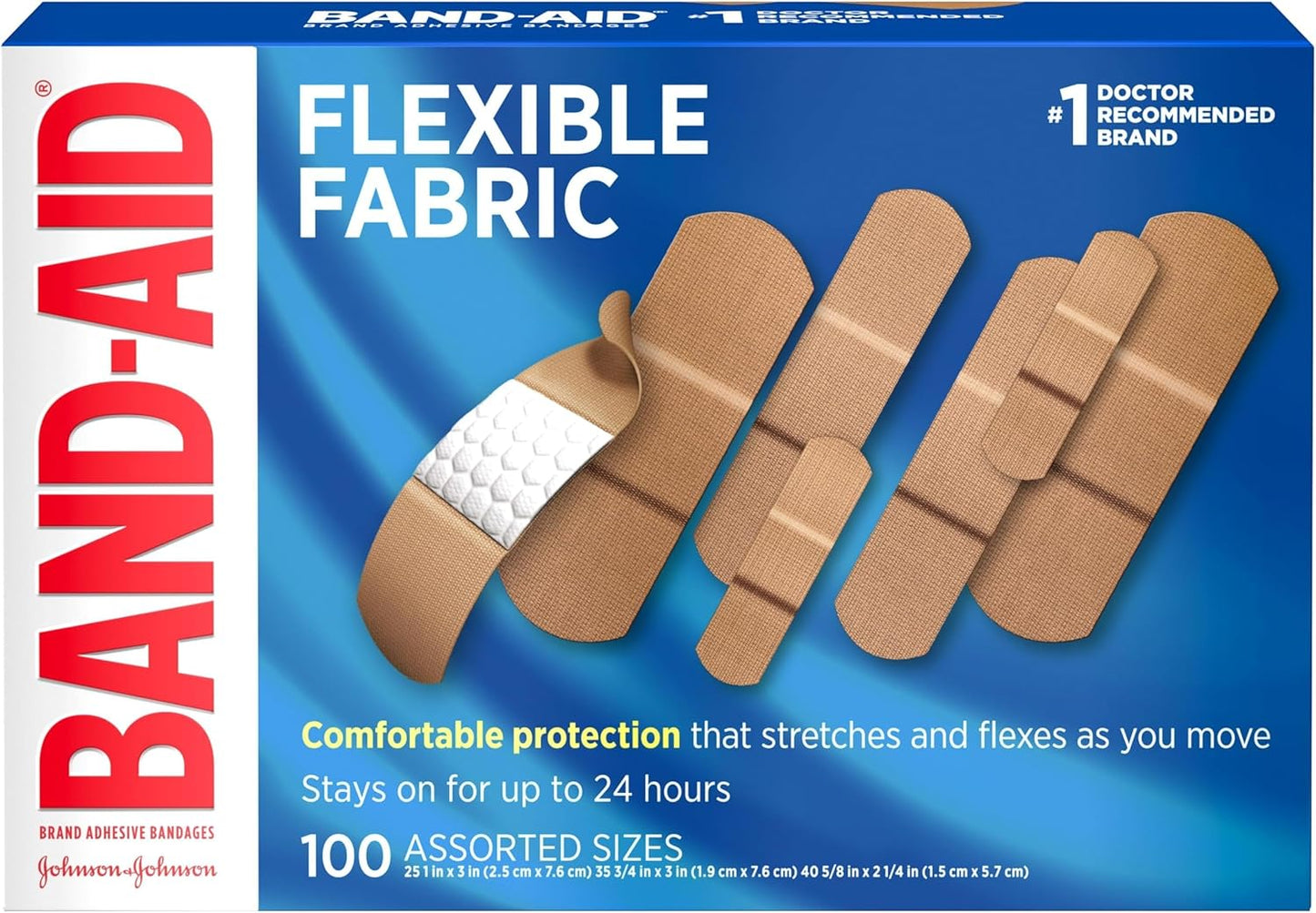 Flexible Fabric Adhesive Bandages - Comfortable Sterile Wound Care for Cuts & Scrapes | 100 Count