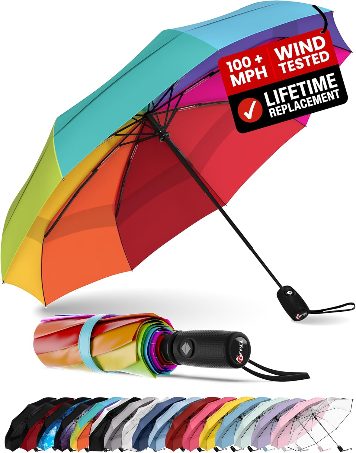 Windproof Travel Umbrella - Compact Auto Folding Design | Withstands 100MPH Winds, Durable & Lightweight for Men & Women