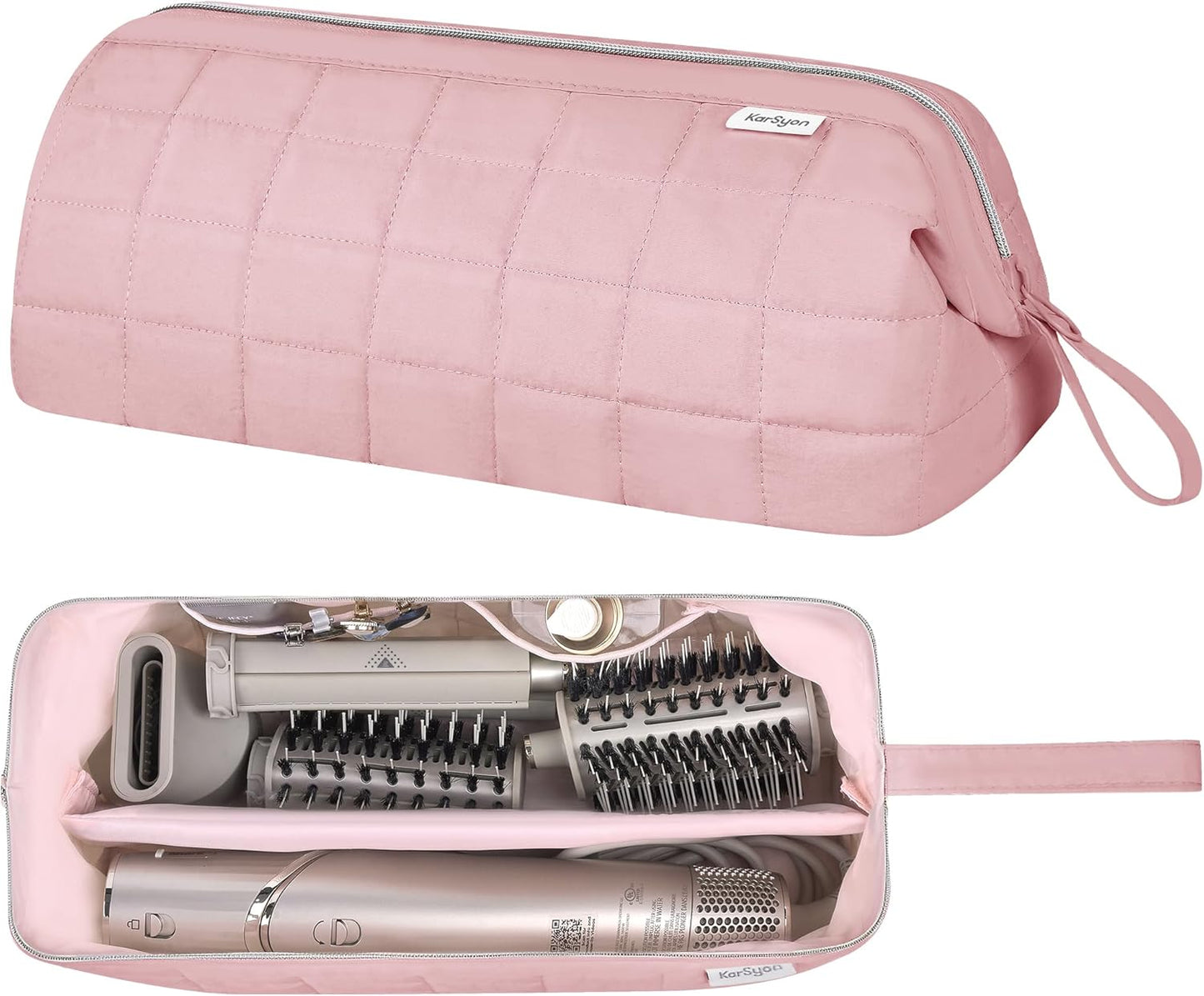 Dyson Airwrap Travel Bag Organizer - Stylish Pink Case for Hair Tools & Accessories | Fits Shark Hair Dryer & Revlon Attachments