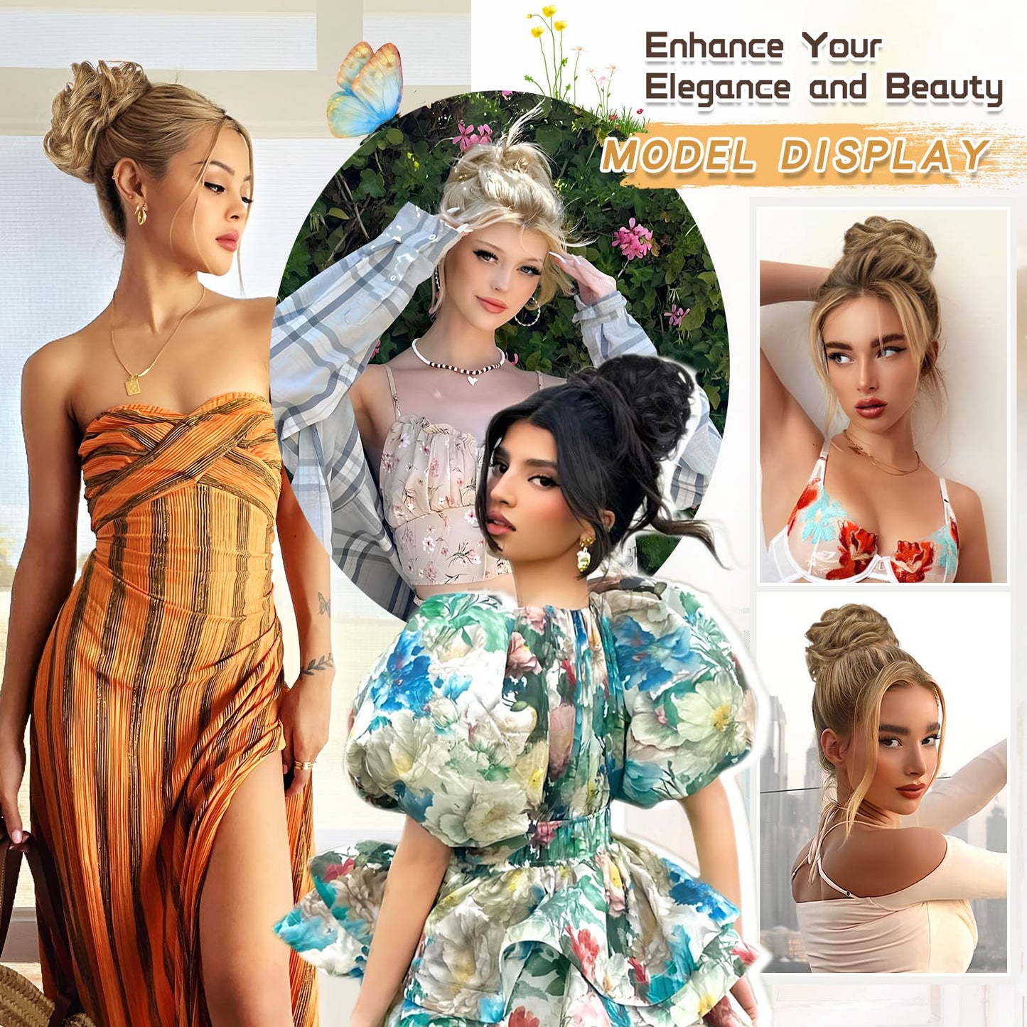 HMD Messy Bun Hair Piece Curly Hair Bun for Women Hair Bun Hair Piece Scrunchies Synthetic Fake Bun Chignon Hair Extensions Hairpieces for Daily Wear