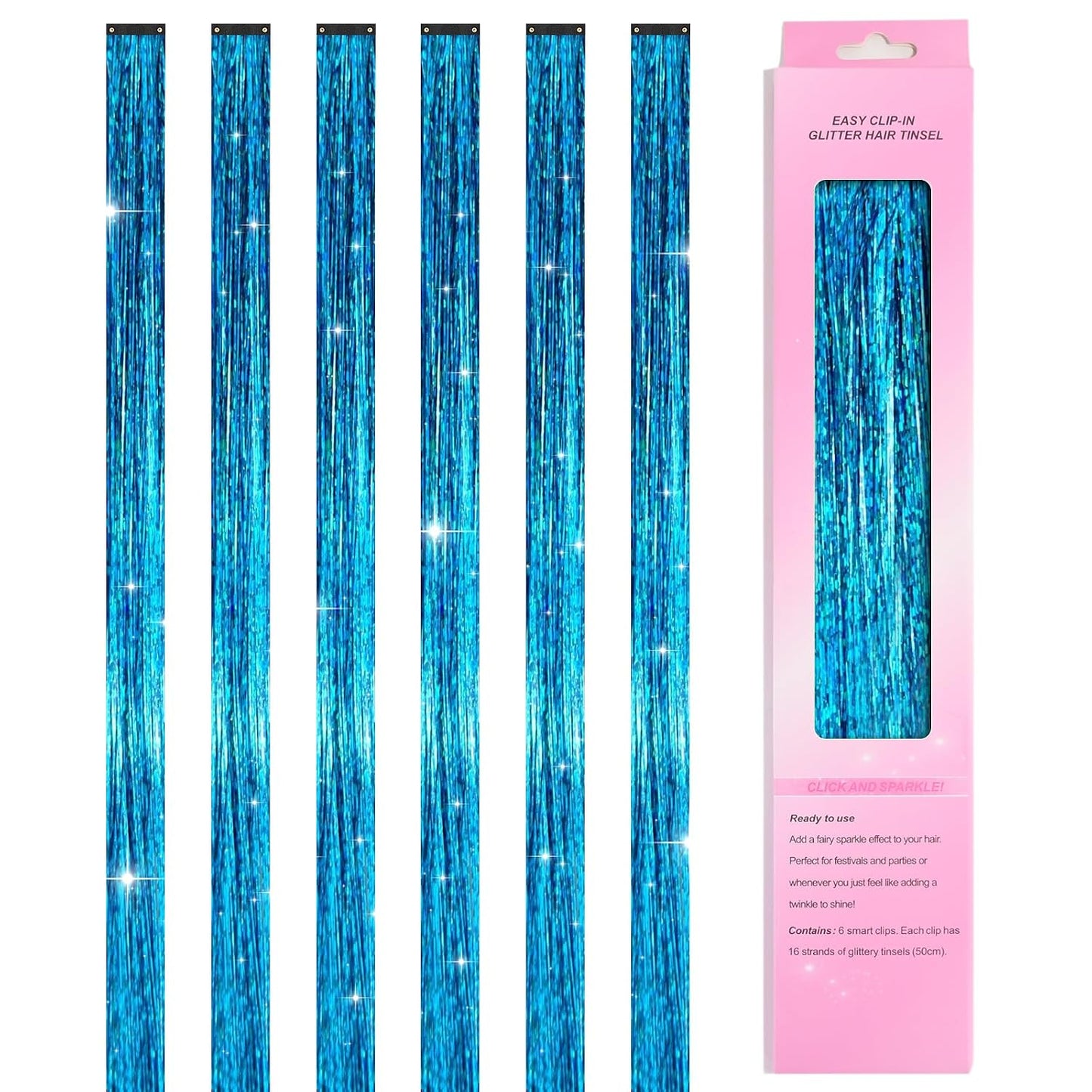 12 Colors Hair Tinsel Kit - 48 Inch Heat Resistant Hair Extensions | 3600 Strands Sparkling Glitter for Festivals & Parties