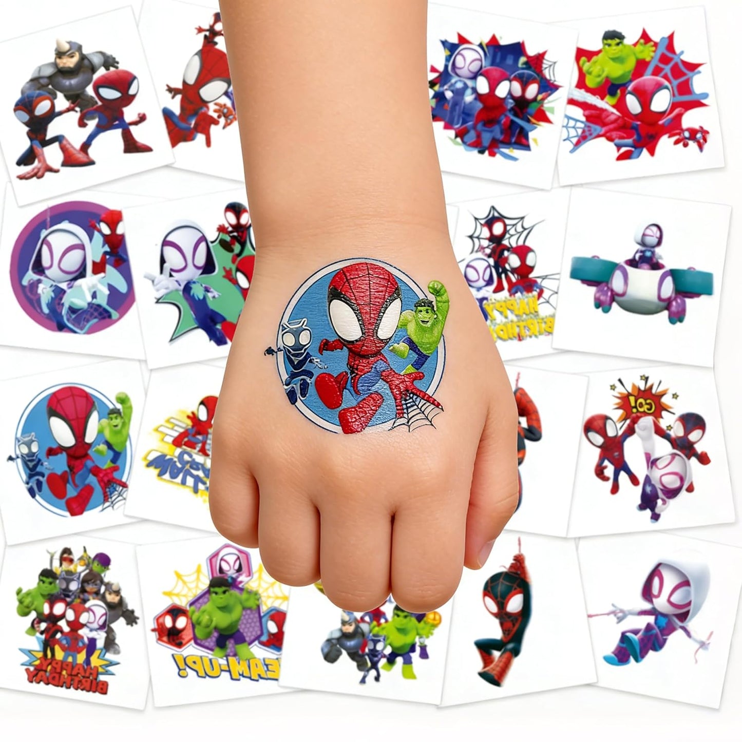 Cartoon Spider Temporary Tattoos - 60 Pcs Birthday Party Favors | Fun Stickers for Kids Activities & Rewards