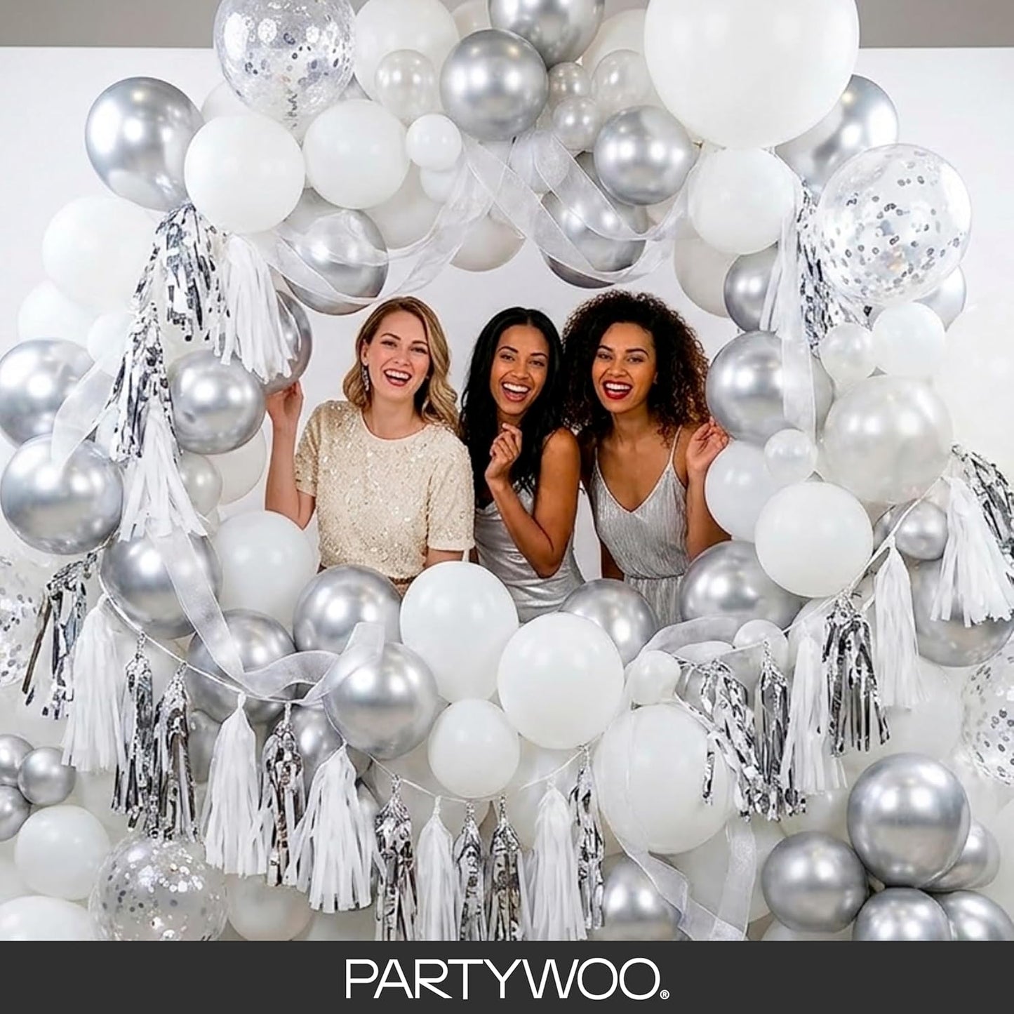 White Latex Balloons - 155pcs Matte White Balloon Arch Kit | 18", 12", 10", 5" for Weddings & Parties